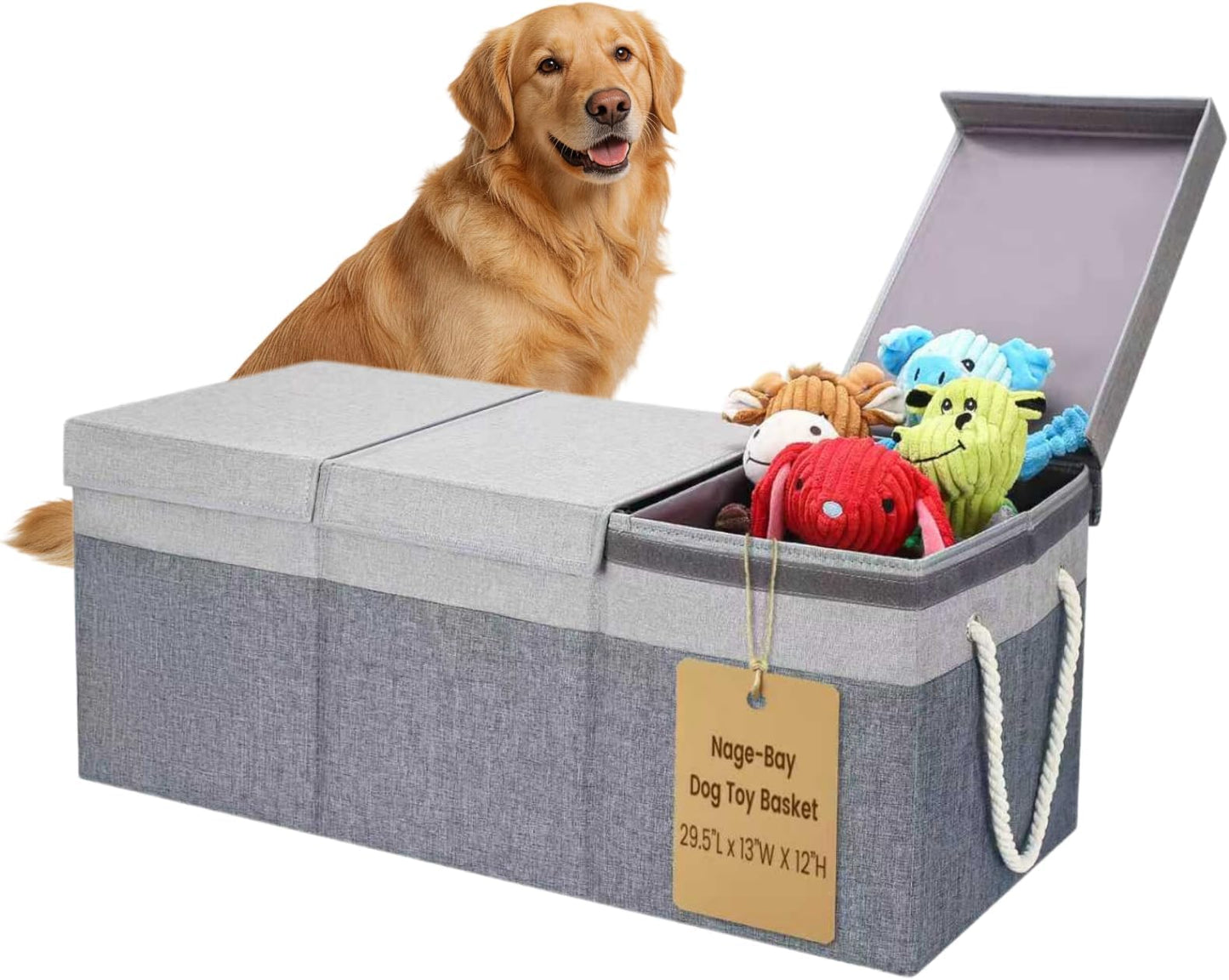 Extra Large Dog Toy Basket With Lid, Foldable Dog - Top Rated
