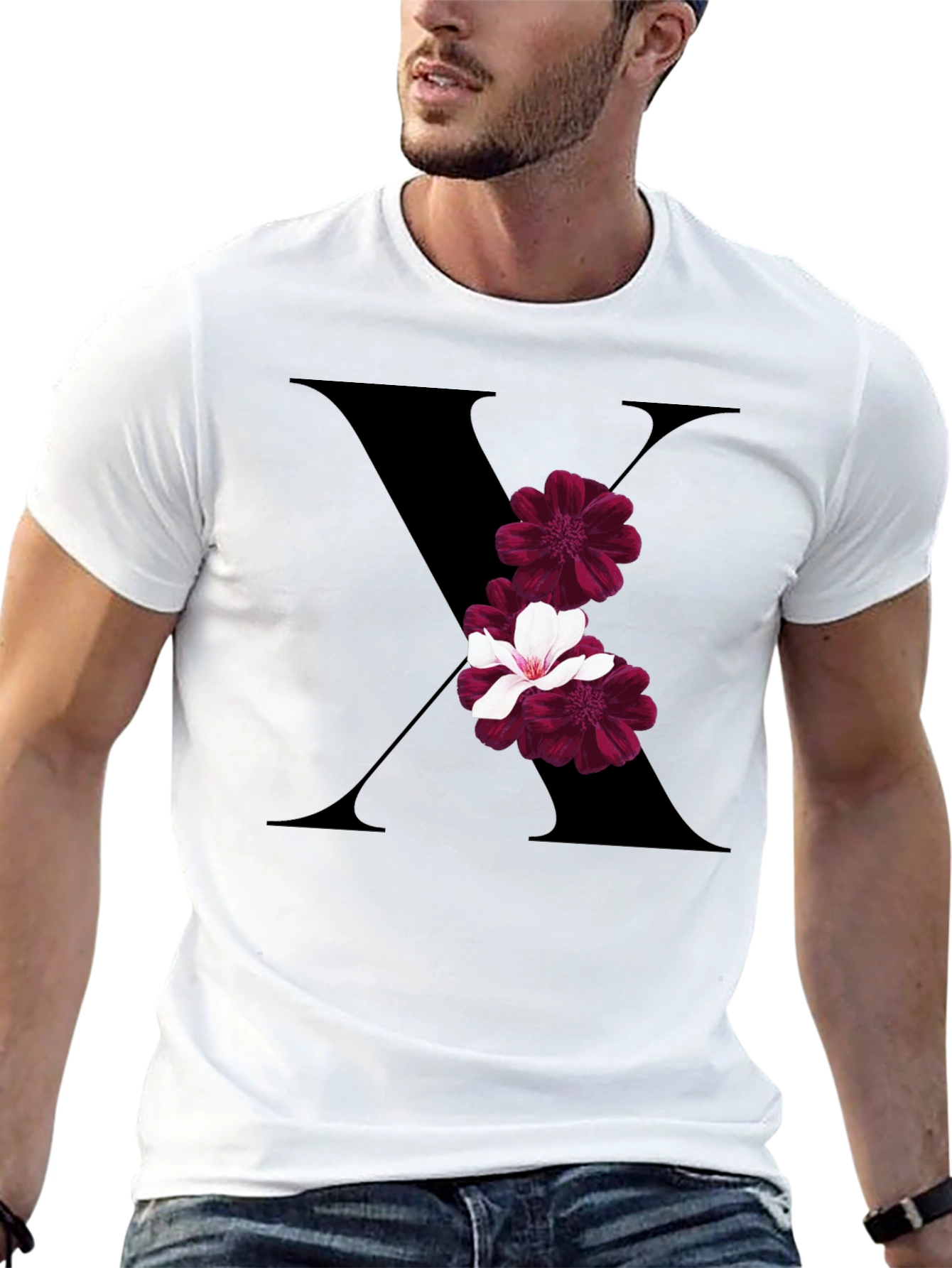 Floral Letter X T-Shirt - Stylish Graphic Tee