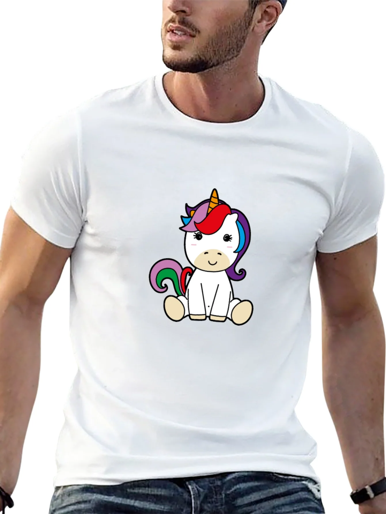 Cute Unicorn Graphic Black T-Shirt