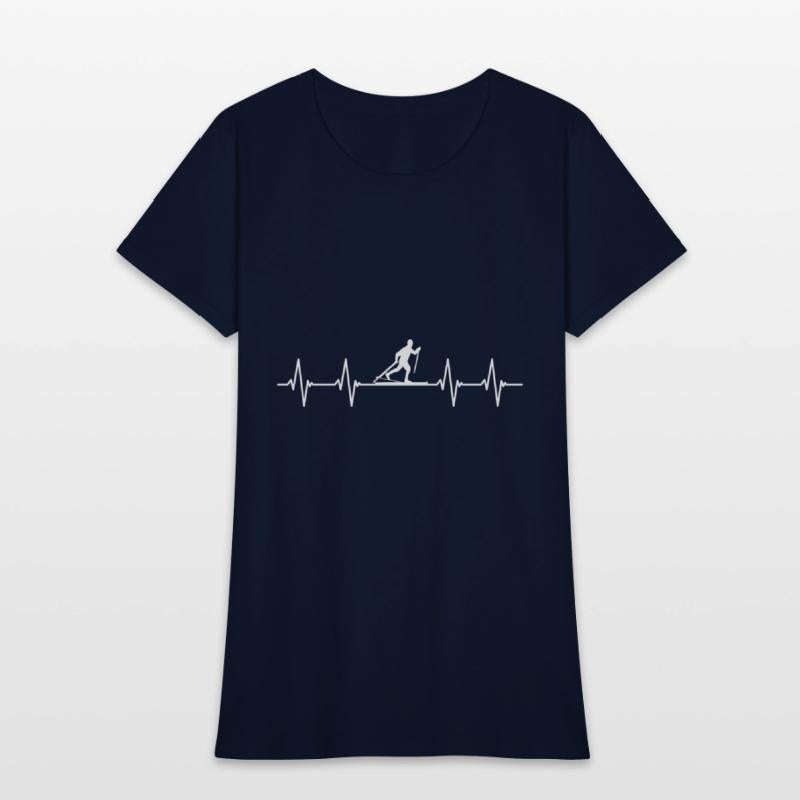 Funny Cross Country Shirts Heartbeat Ski