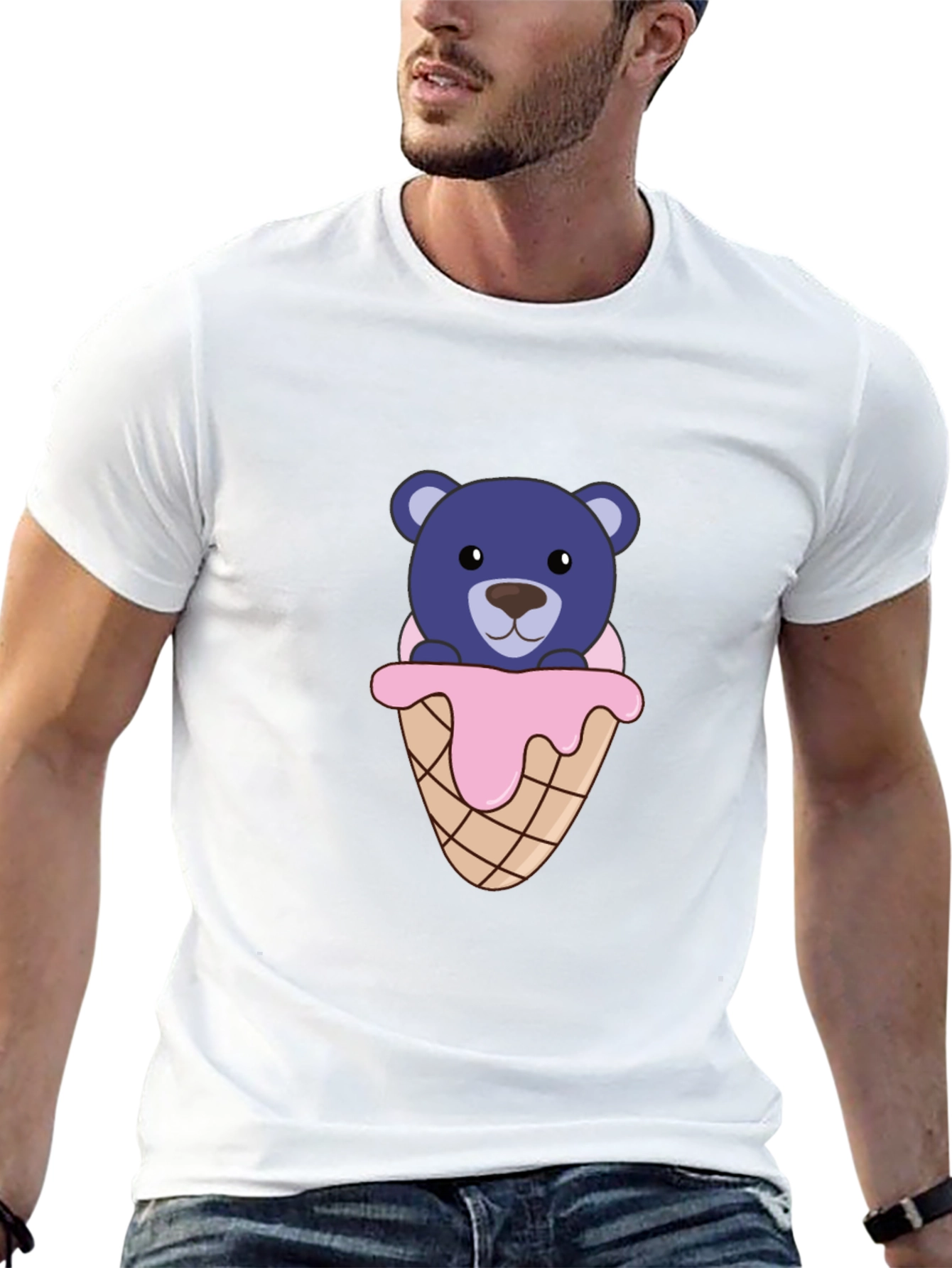 Cute Bear Ice Cream Cone Graphic Tee