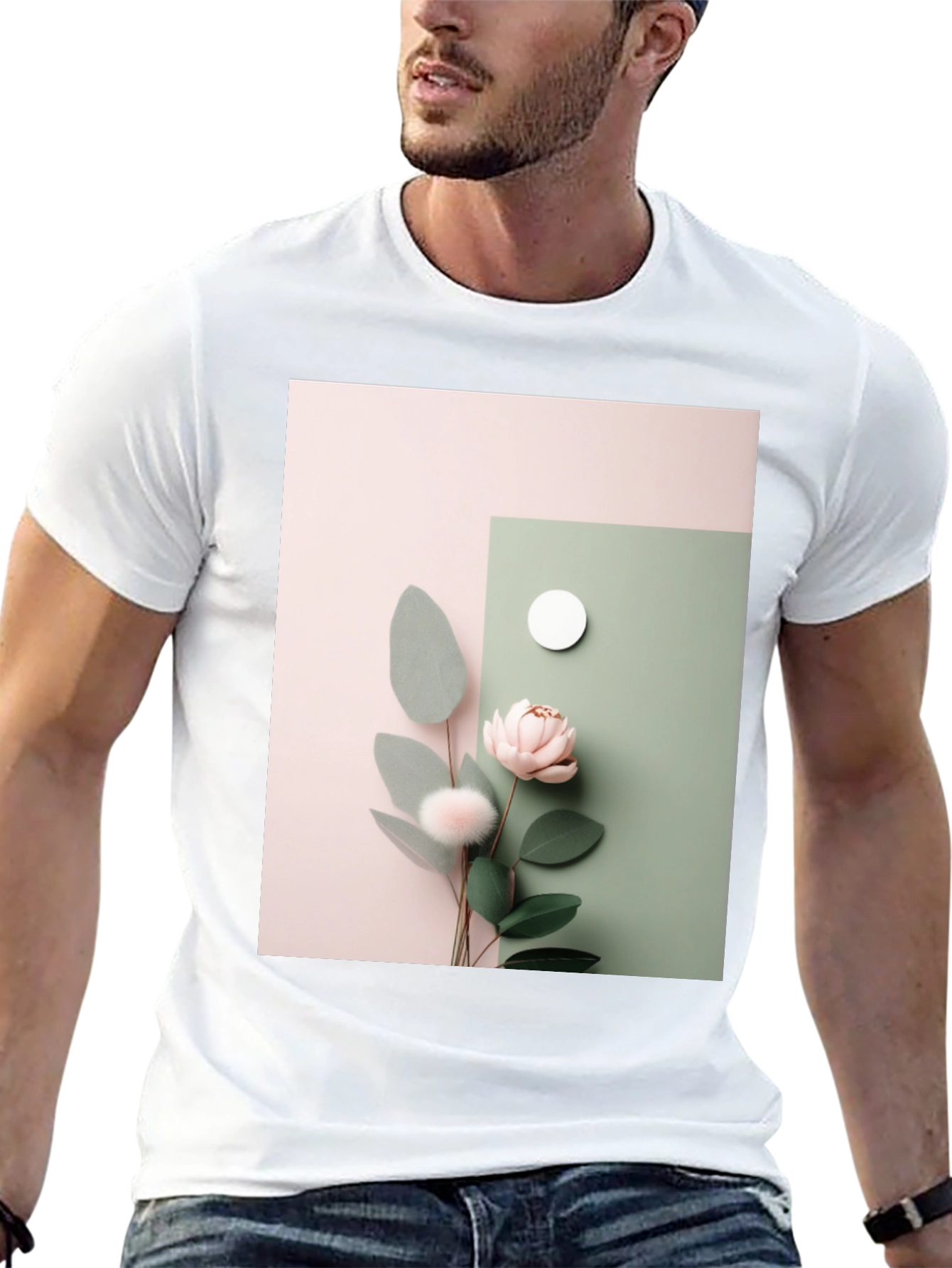 Floral Art Black T-Shirt - Modern Aesthetic