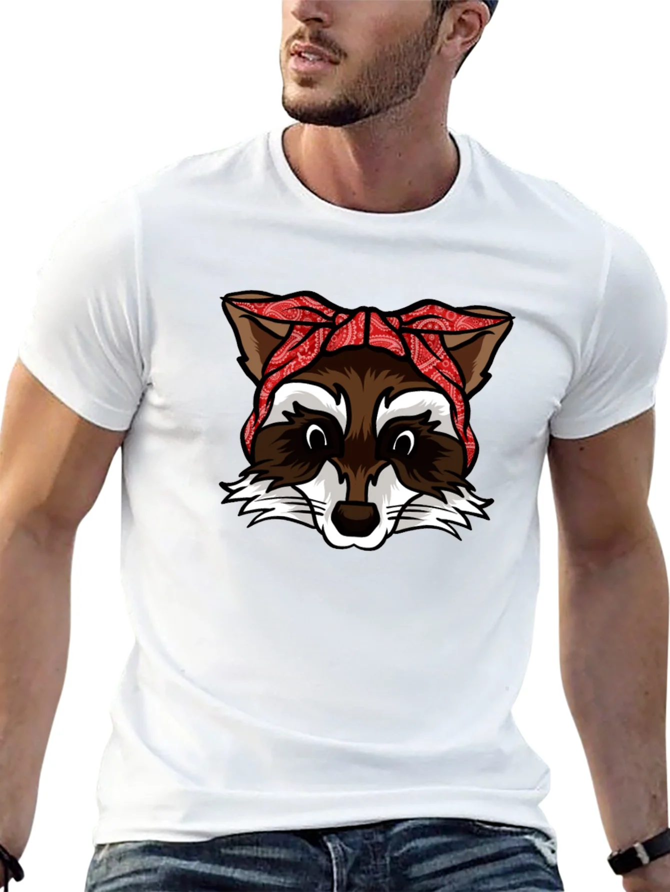 Cool Raccoon Bandana Graphic Tee
