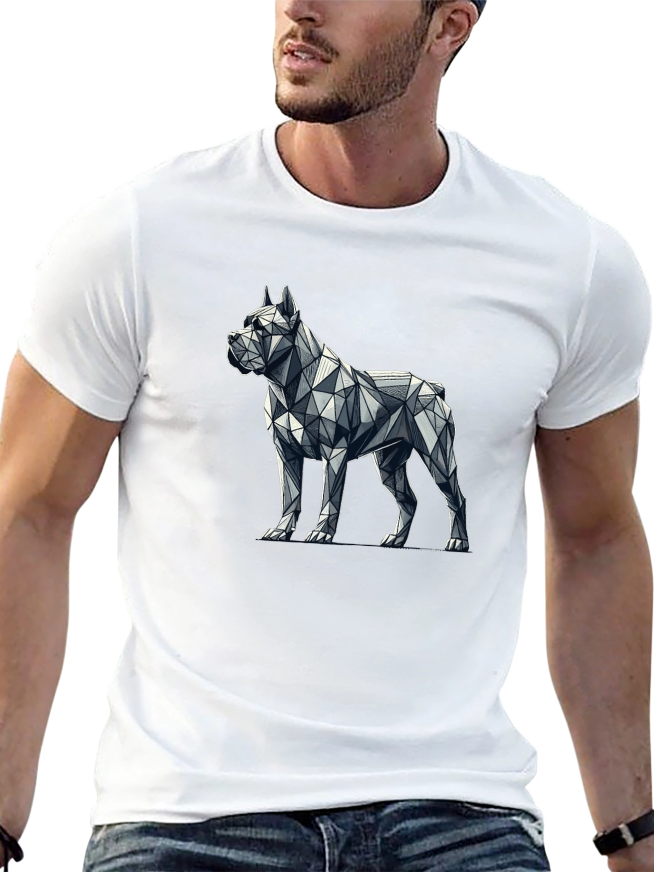 Geometric Dog Graphic Tee - Modern Menswear