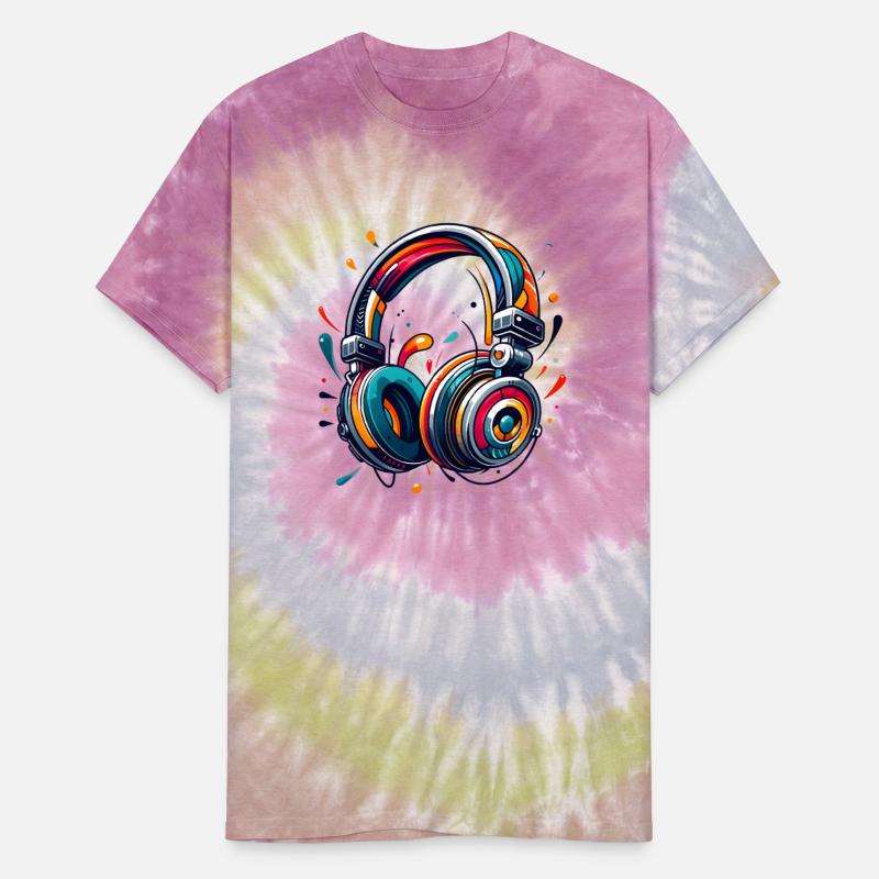Headphones in a dynamic abstract art style