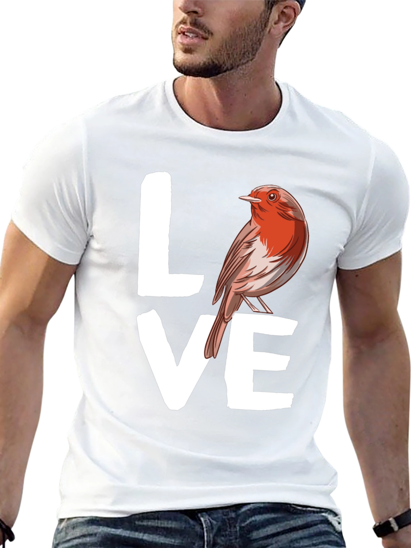 Love Bird Graphic Tee - Black Cotton T-Shirt