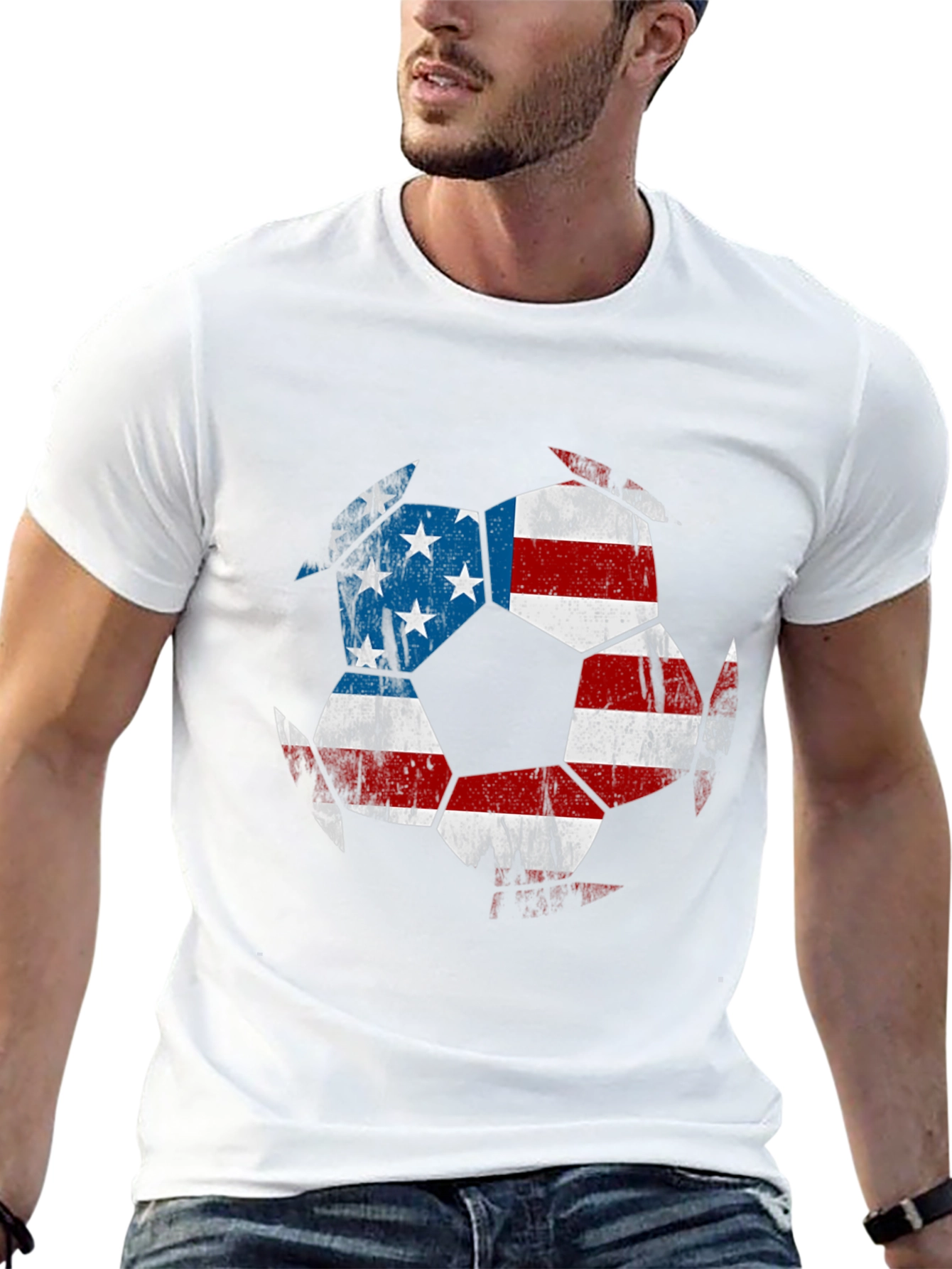 USA Flag Soccer Ball Graphic T-Shirt