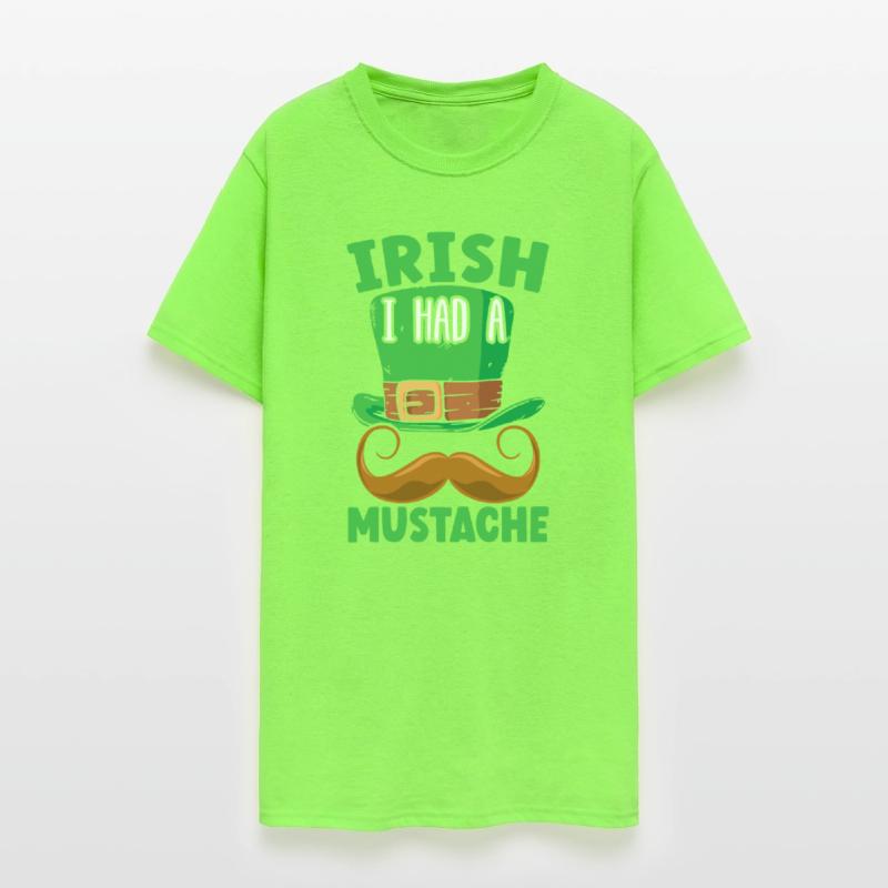 Irish I Had A Mustache Shamrock St. Patricks Day