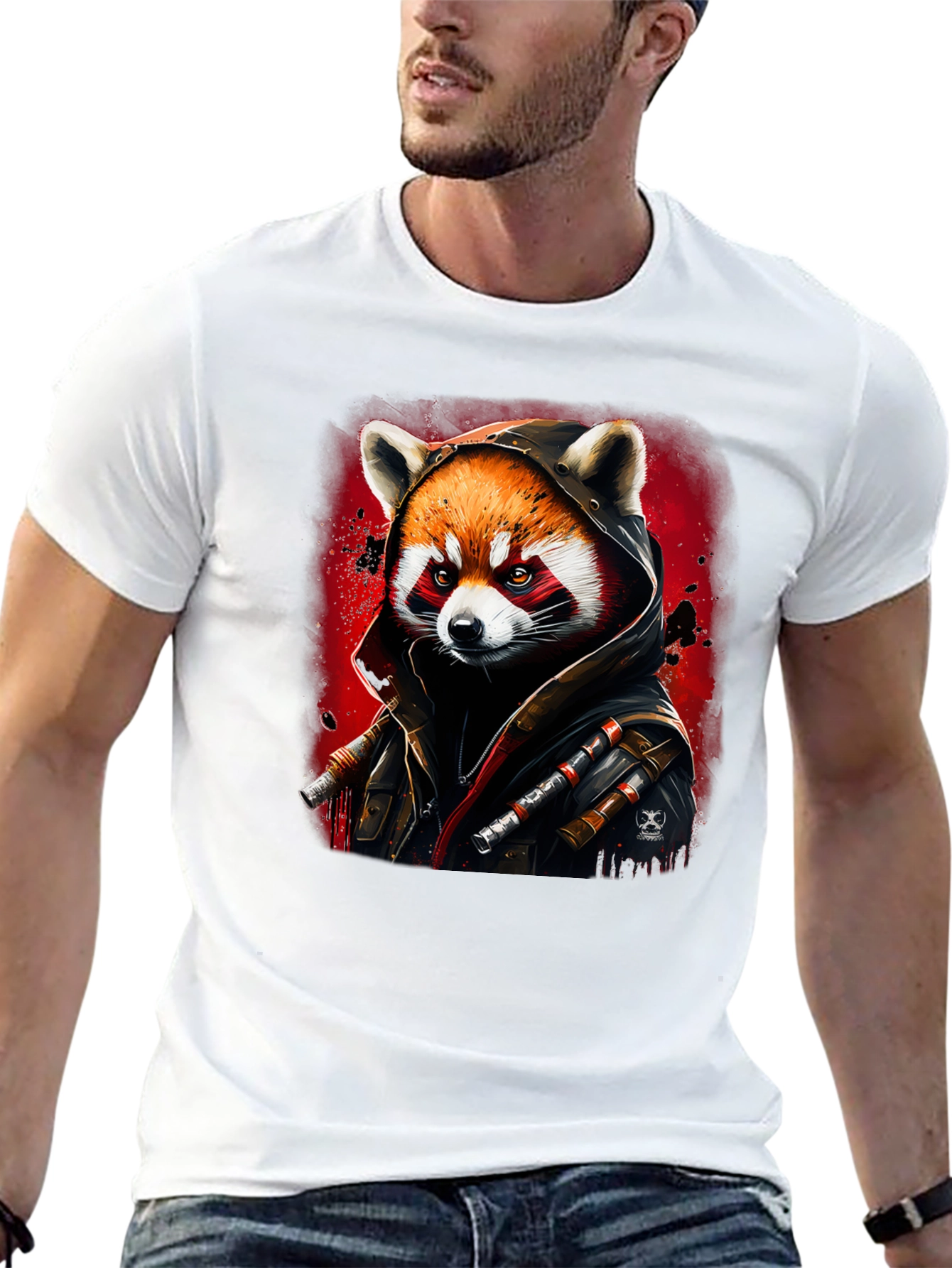 Red Panda Rogue Black T-Shirt