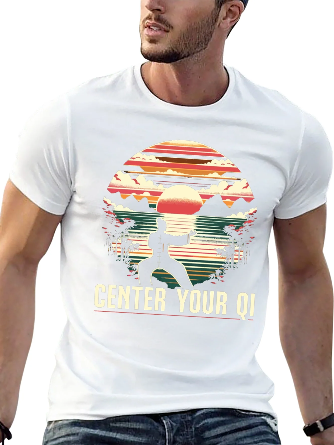 Center Your Qi Black Graphic Tee