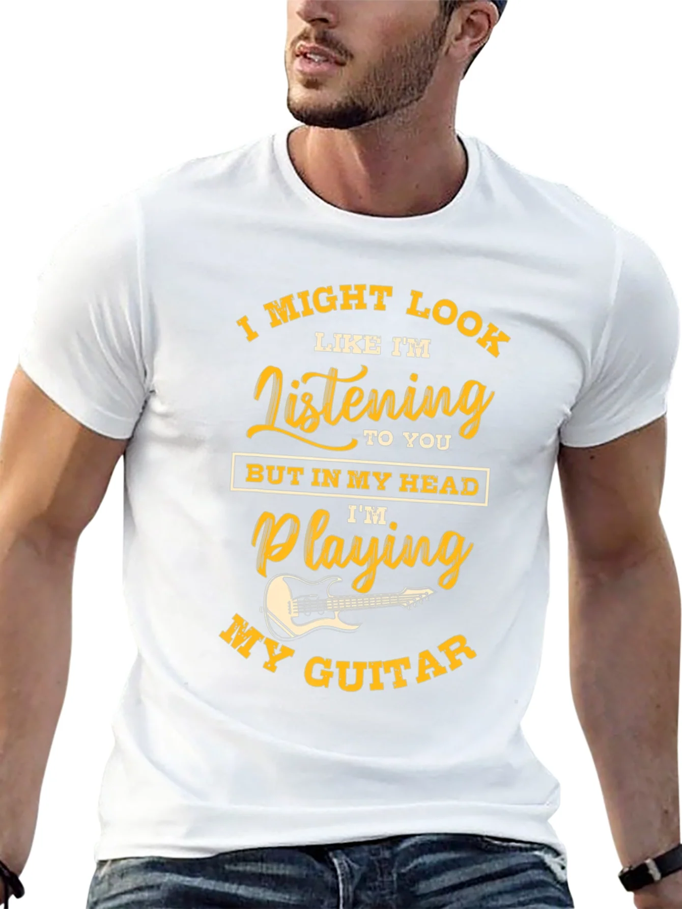 Musicians Humor Tee - Im Playing My Guitar