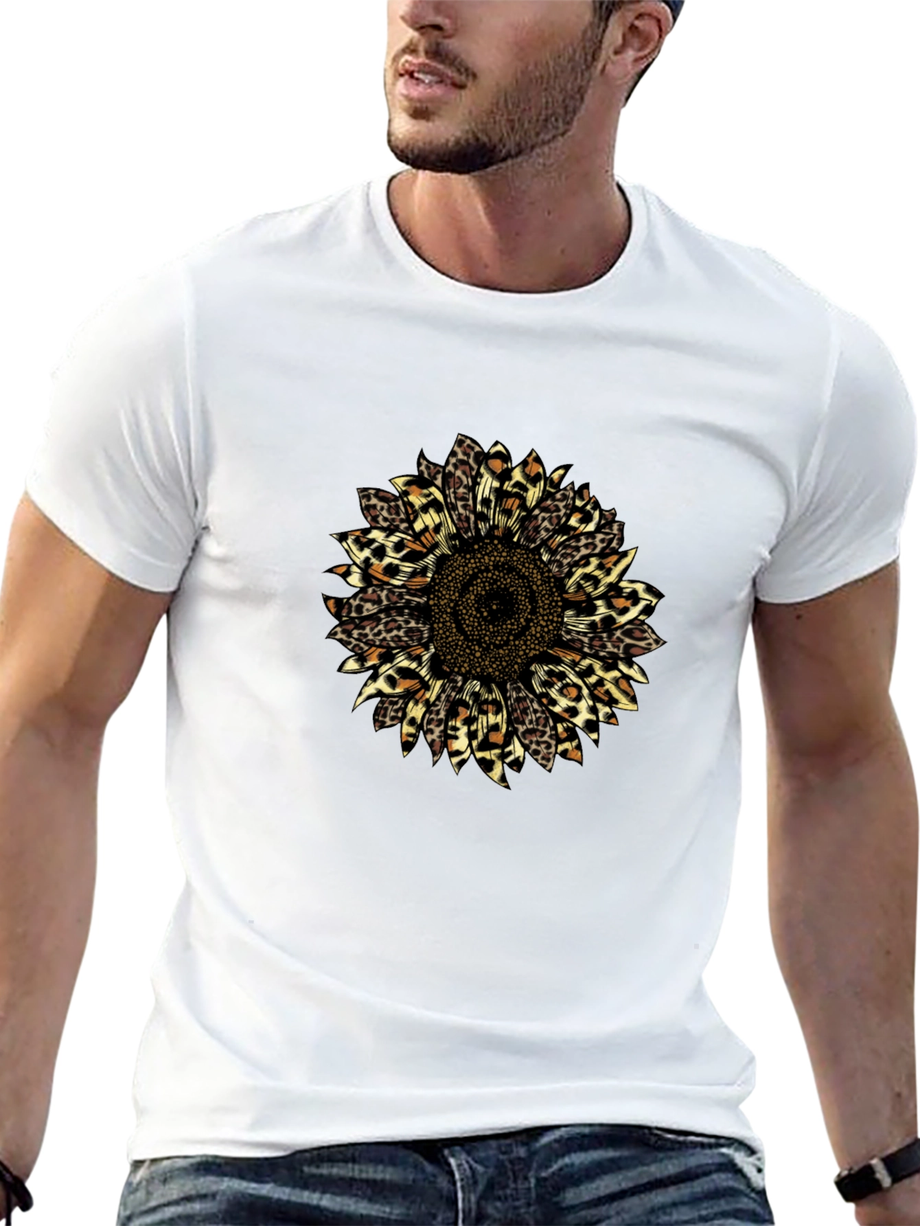 Leopard Sunflower Graphic T-Shirt