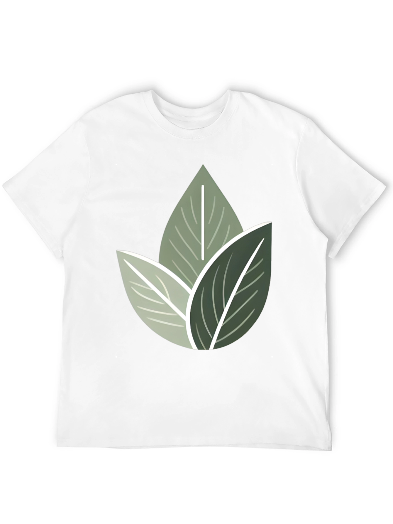 Nature Inspired Leaf Print Crew Neck T-Shirt