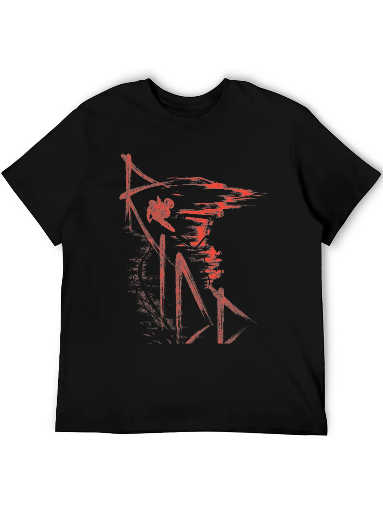 Mens Black Graphic Tee - Red Samurai Design