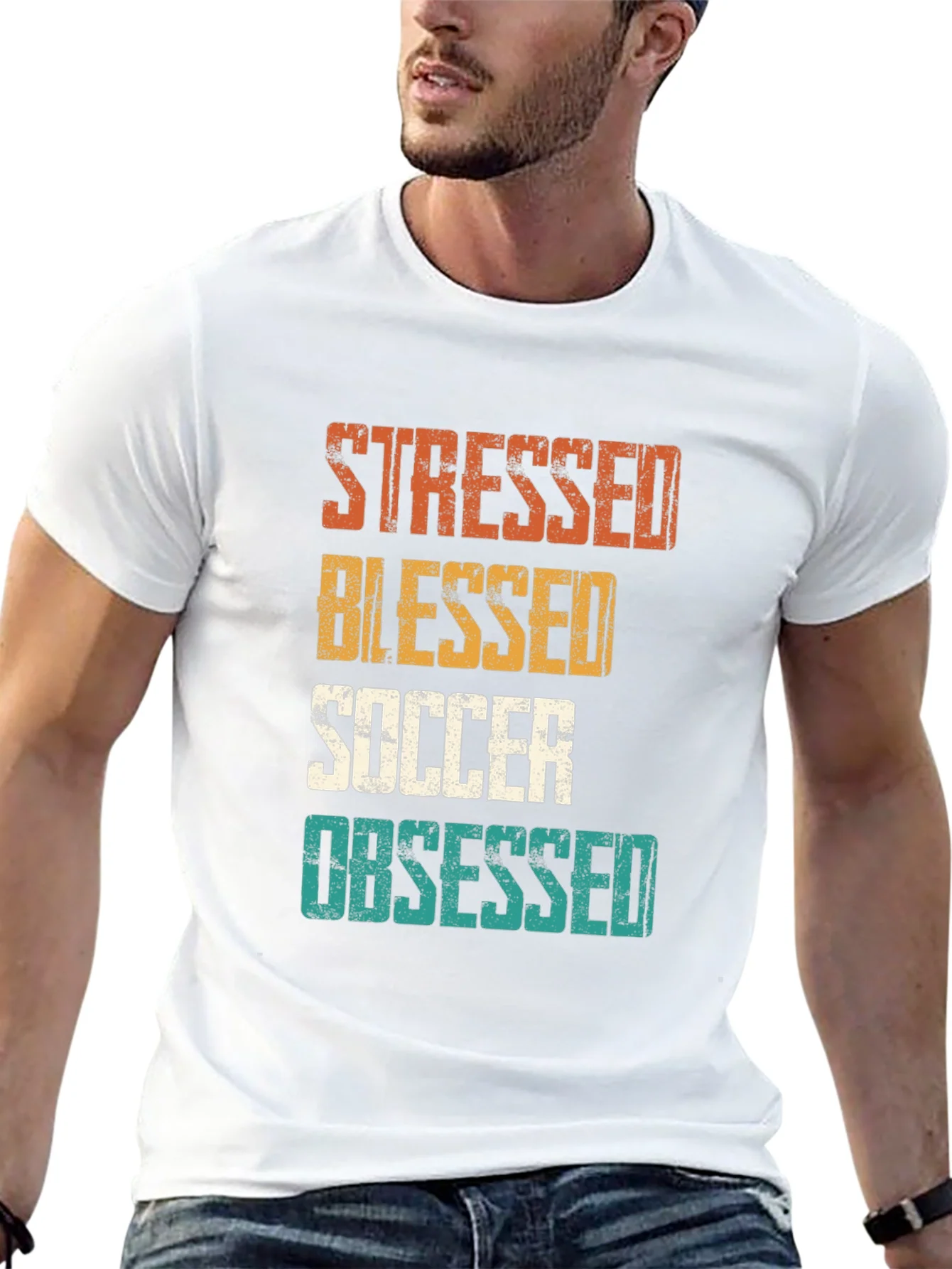 Stressed Blessed Soccer Obsessed Graphic T-Shirt