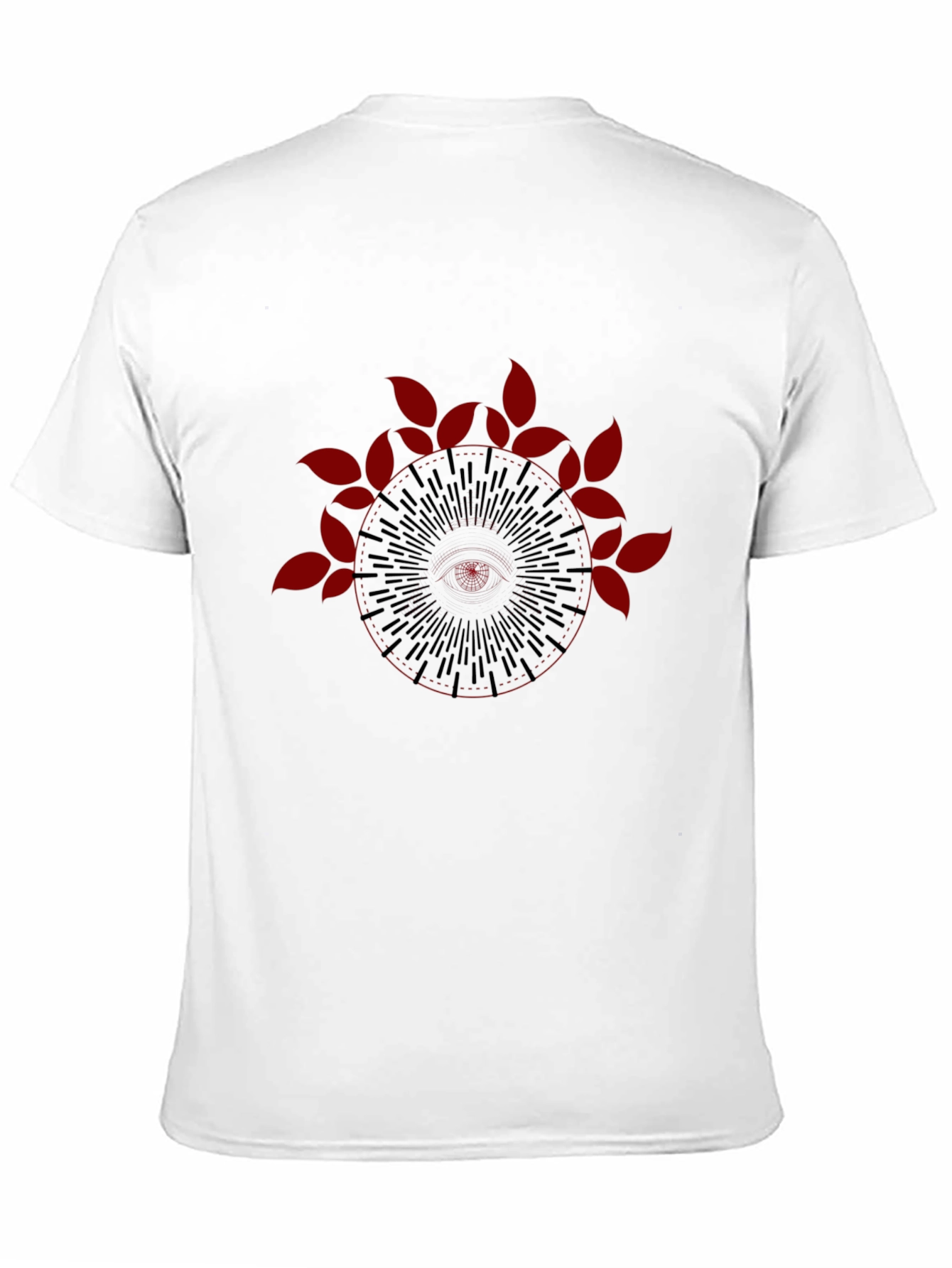 Black Tee with Mandala Leaf Graphic
