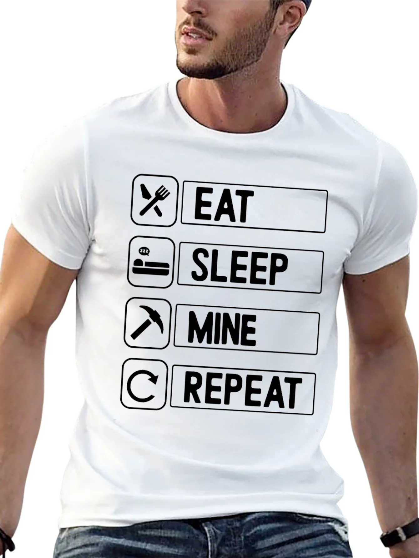 Eat Sleep Mine Repeat T-Shirt - Gamer Edition