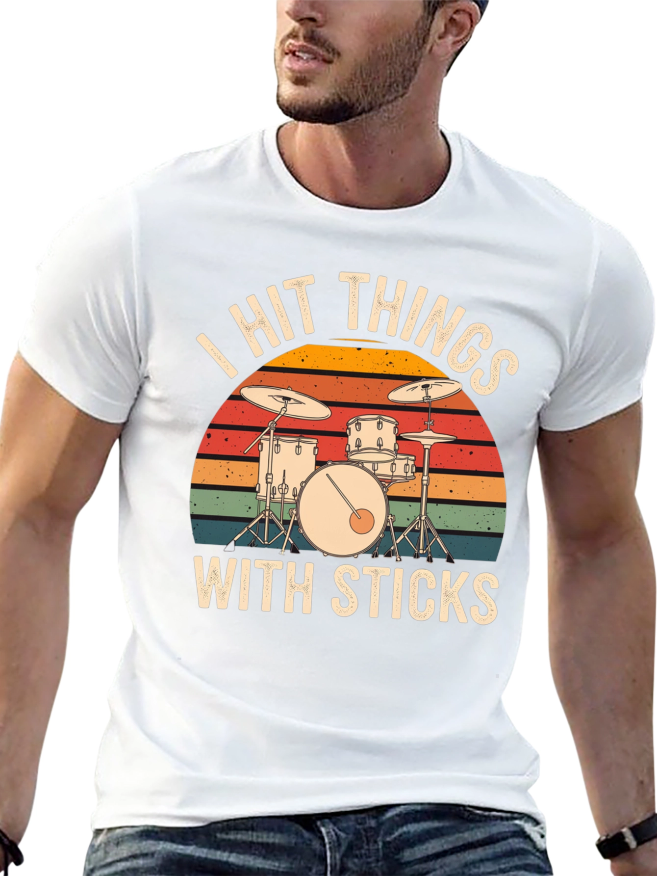 I Hit Things With Sticks Drum Set Graphic Tee