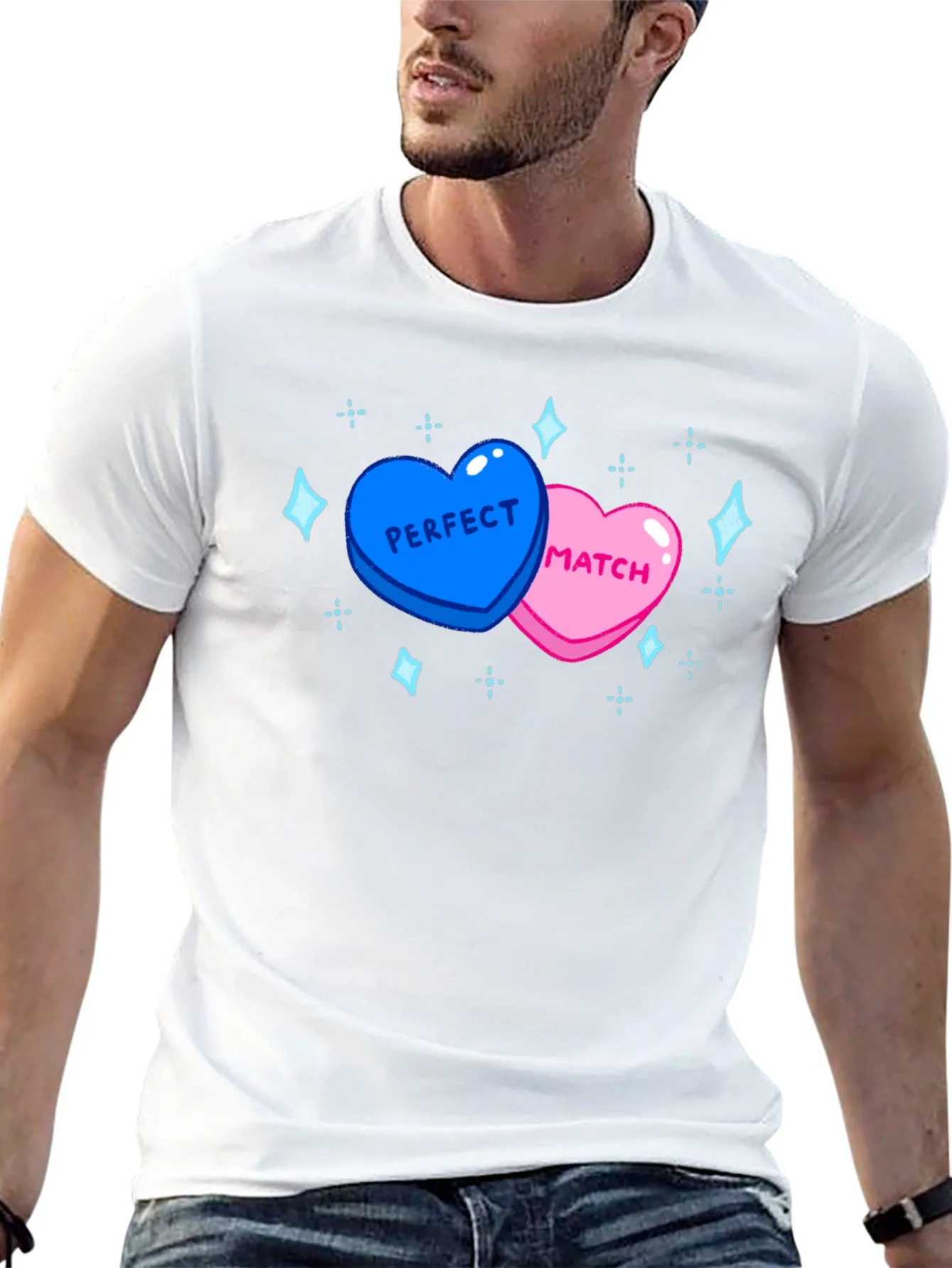 Perfect Match Heart T-Shirt - Cute Couples Tee