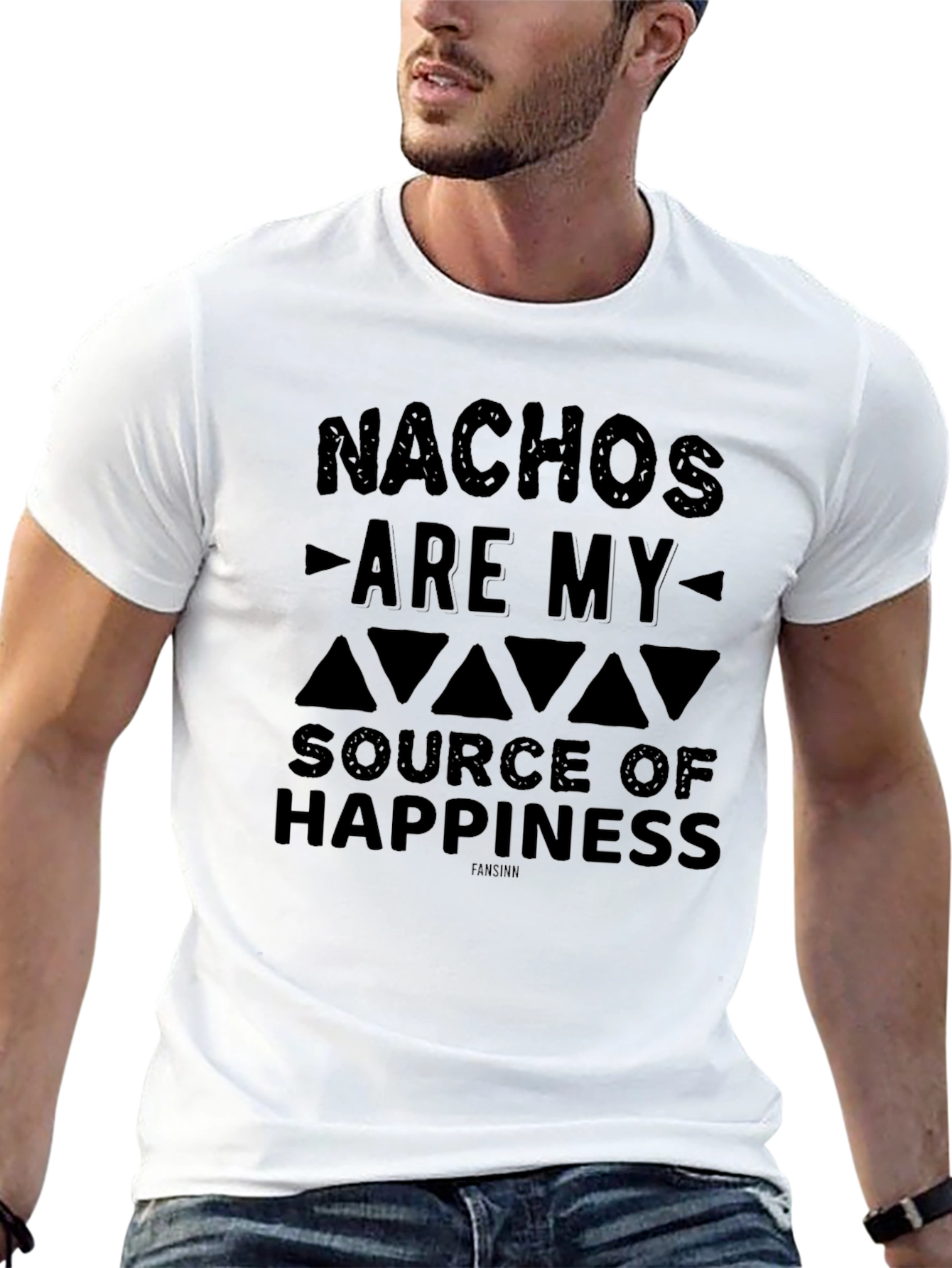 Nachos Are My Source of Happiness Black Graphic Tee