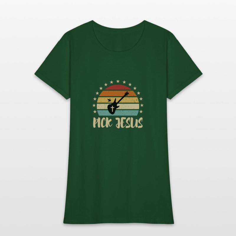 Pick Jesus Retro Music Religious Guitar Player