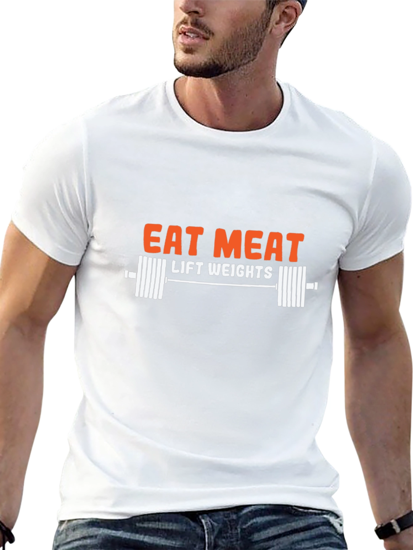 Eat Meat Lift Weights T-Shirt Gym Motivation