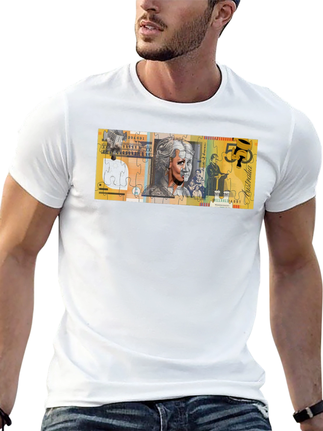 Australian $50 Note Puzzle Graphic T-Shirt