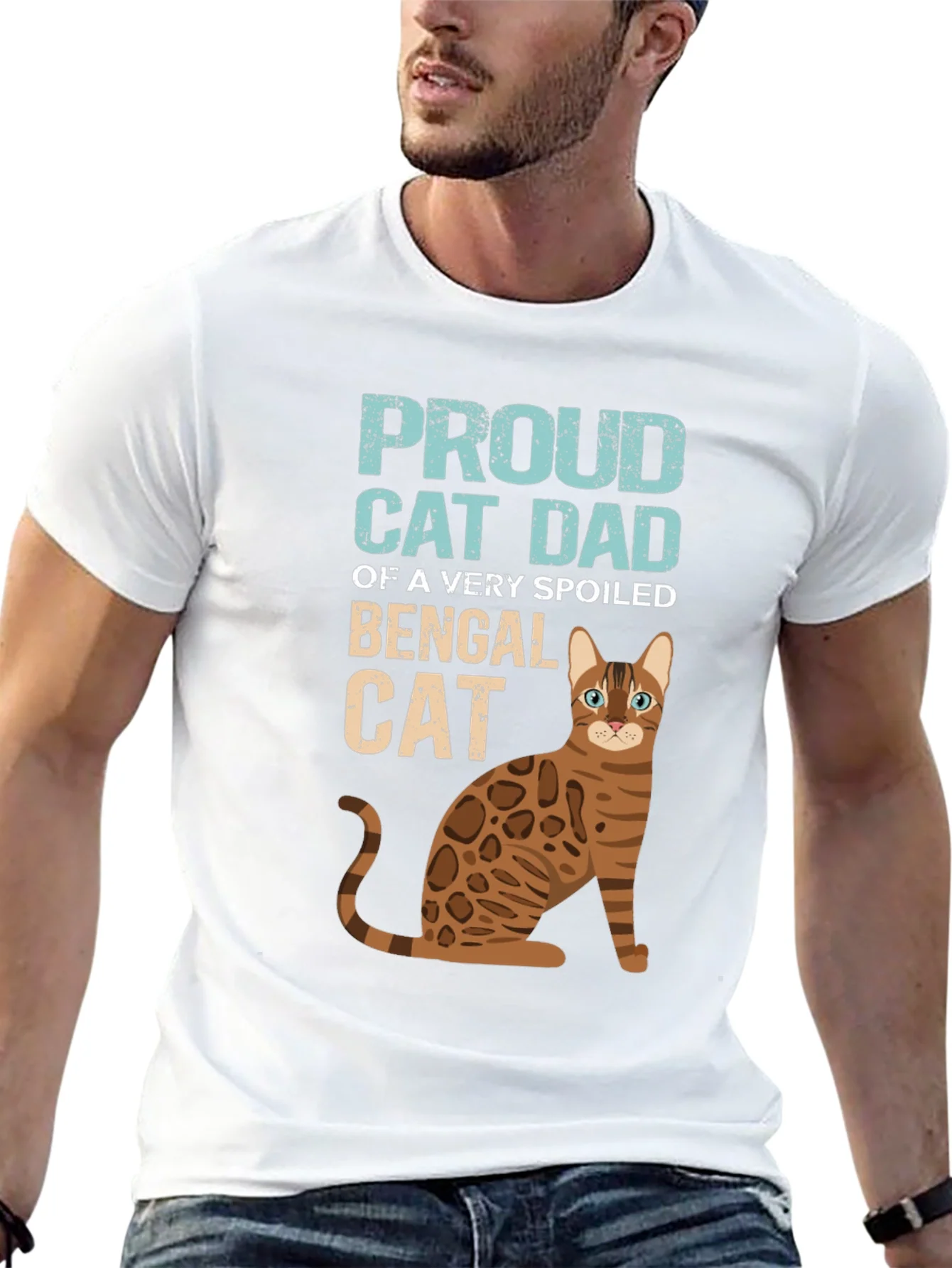 Proud Cat Dad Bengal Cat Graphic T-Shirt