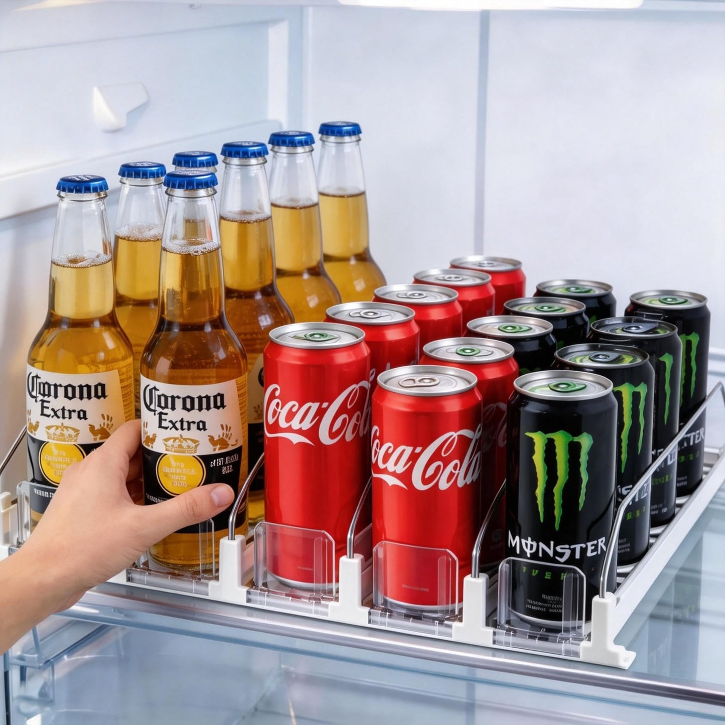 Refrigerator Storage Drink Holder, 5 Rows, Adjusta - Latest Style