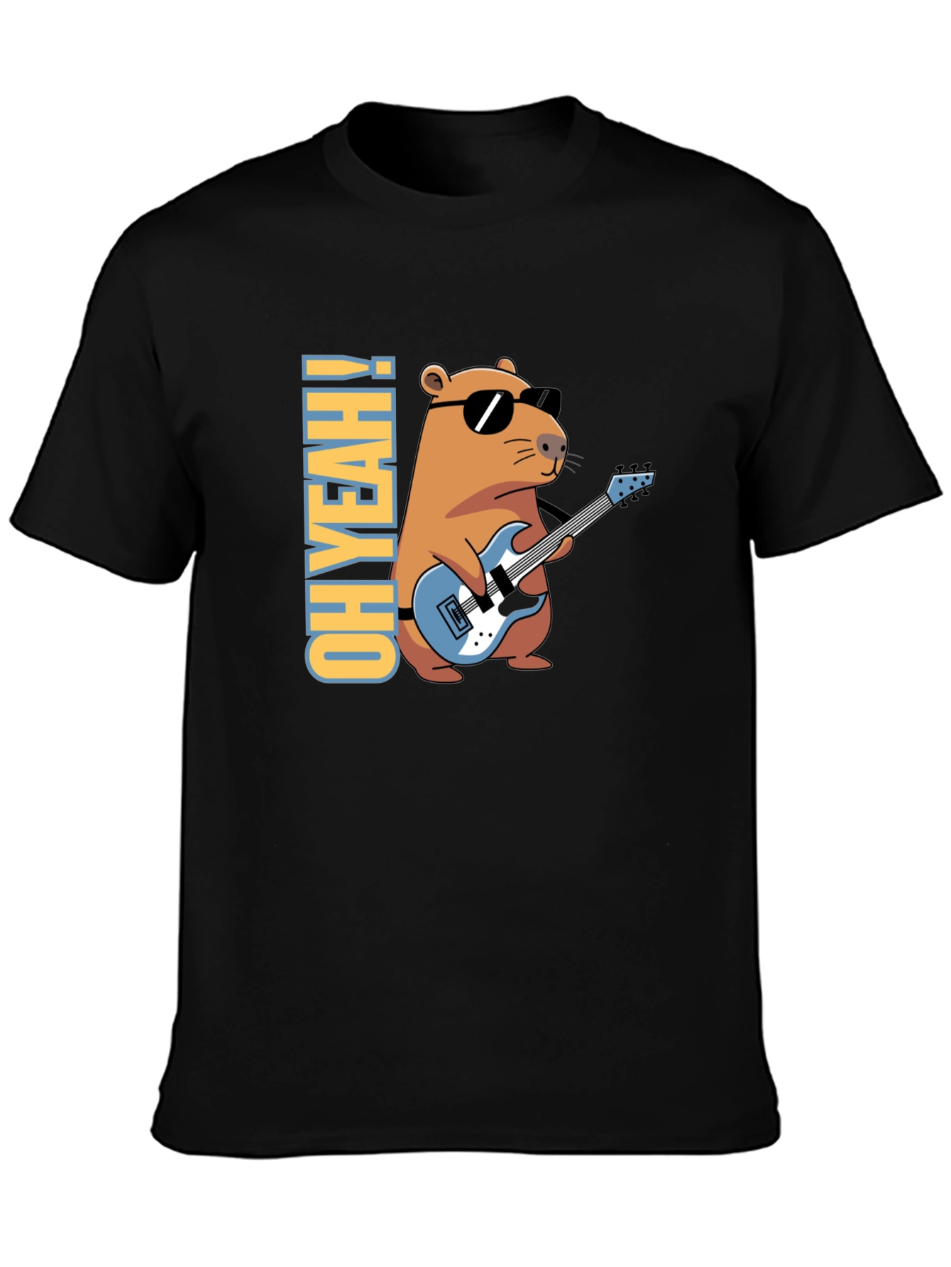 Cool Capybara Guitarist T-Shirt - Oh Yeah!