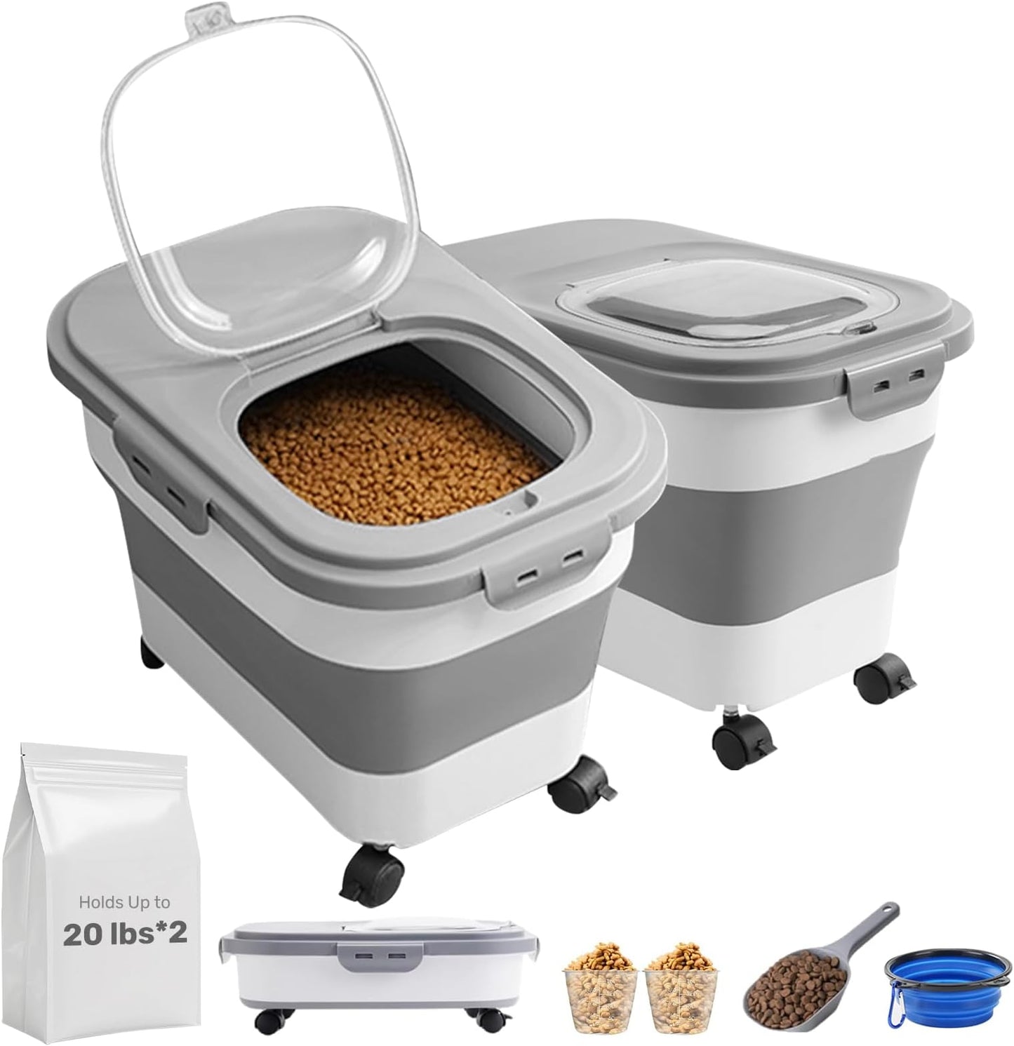 SEWIU Dog Food Storage Container Up to 2pack*20LB, - Latest Style