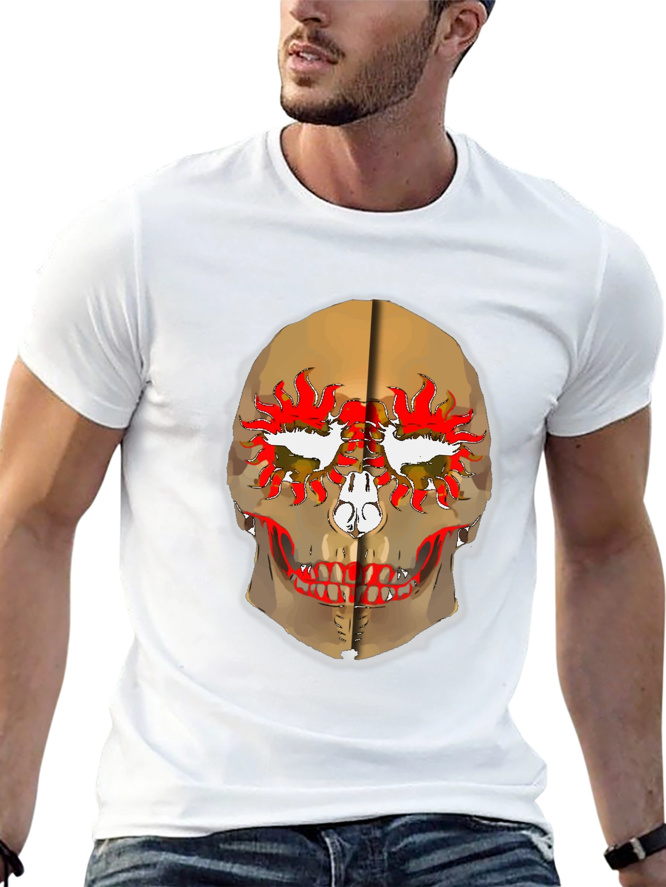 Skull Graphic Print Black T-Shirt