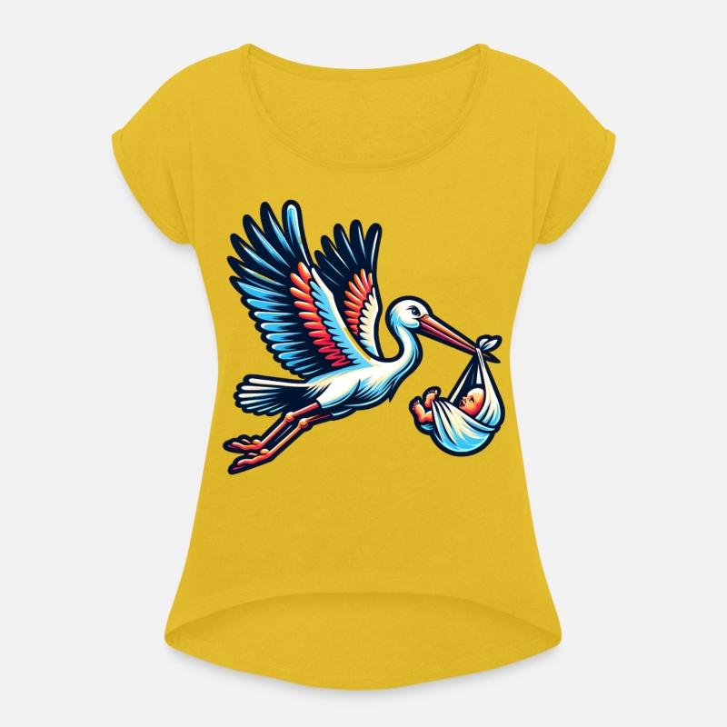 Stork Carrying Baby Illustration for New Parents