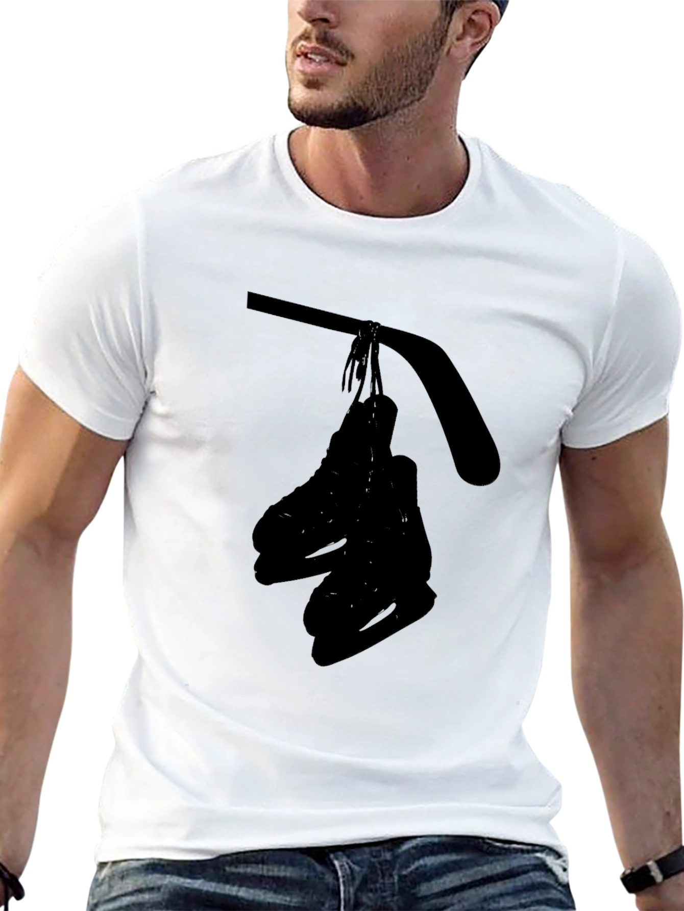 Black Hockey Skates Graphic T-Shirt