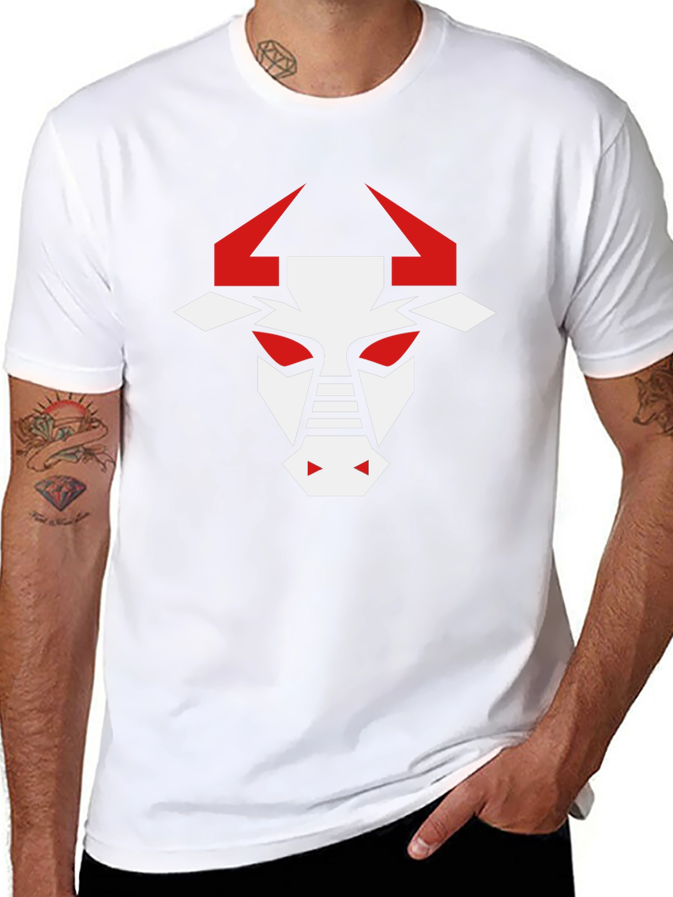 Geometric Bull Graphic T-Shirt - Modern Design