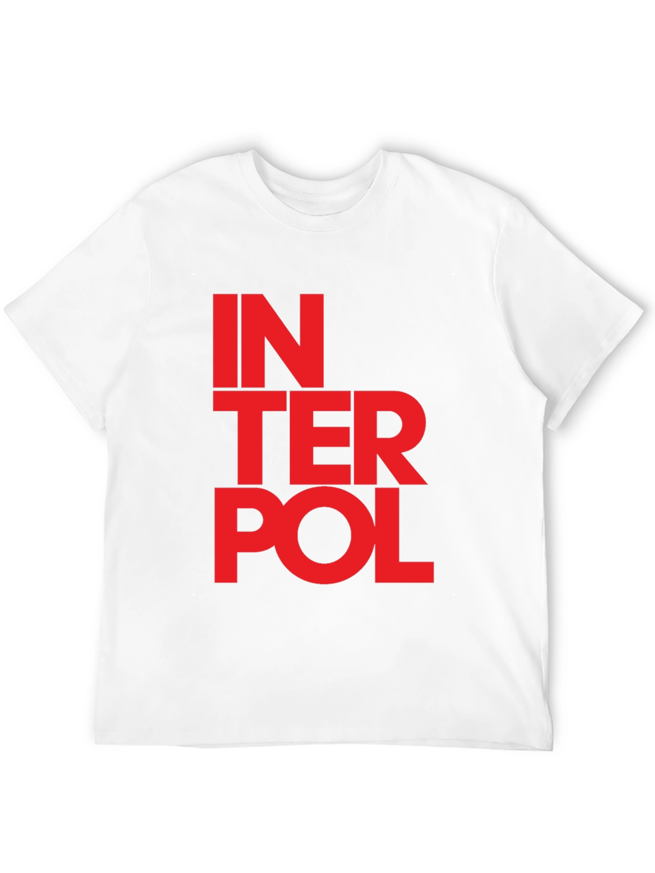 Interpol Graphic T-Shirt - Bold Red Text on Black