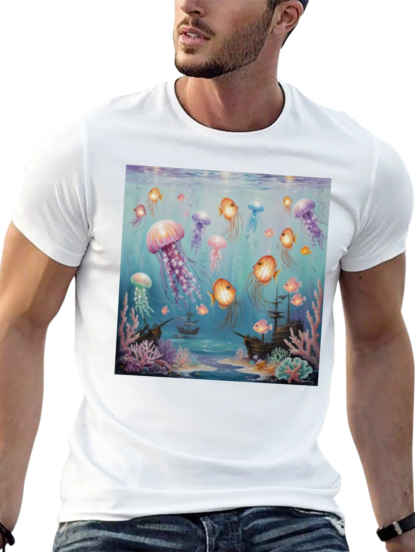 Jellyfish & Shipwreck Graphic Tee