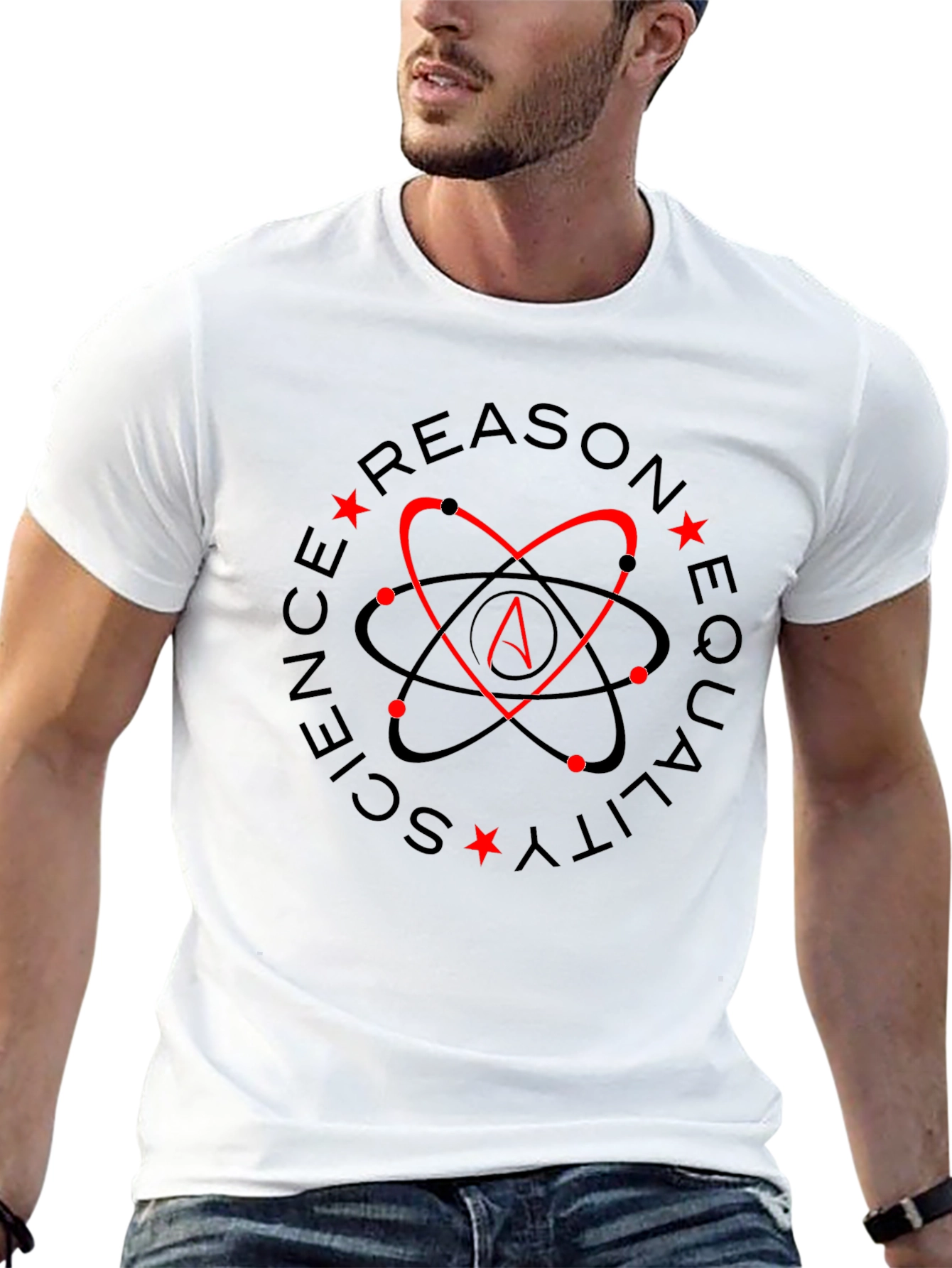 Atheist Heart Atom Symbol Black T-Shirt