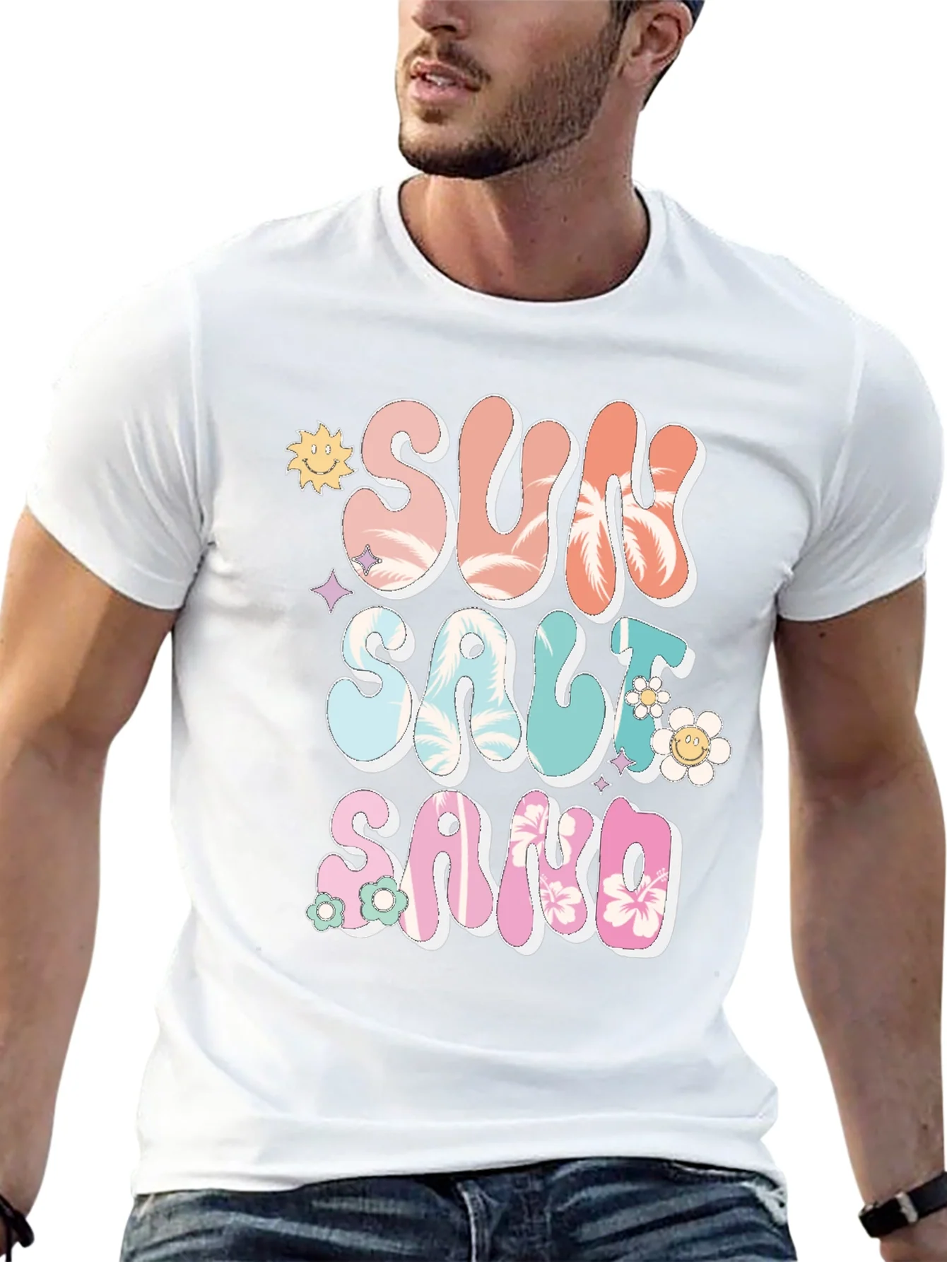 Sun Salt Sand Graphic Tee - Relaxed Vacation Style