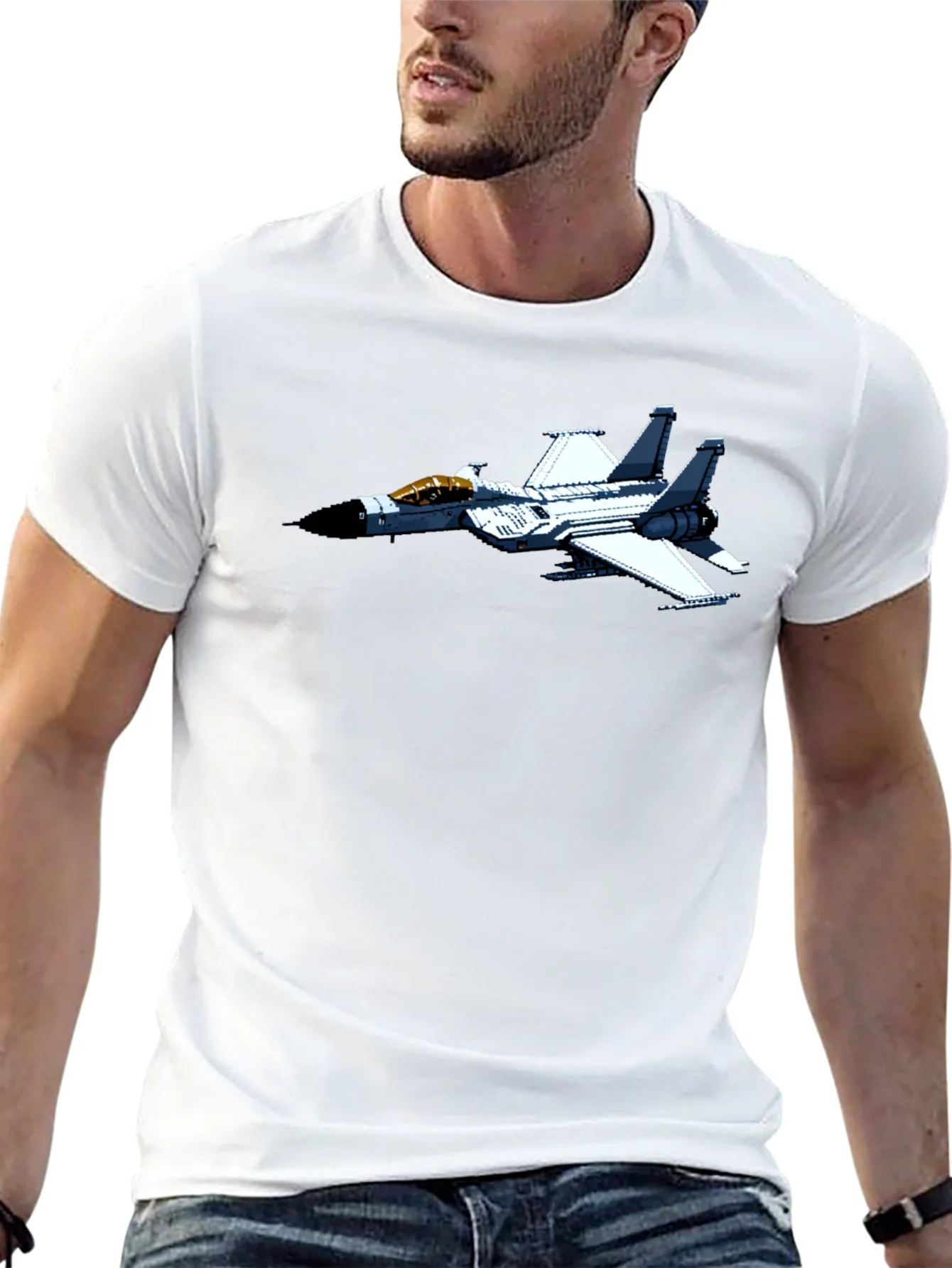 Jet Fighter Graphic Tee - Black Cotton Comfort