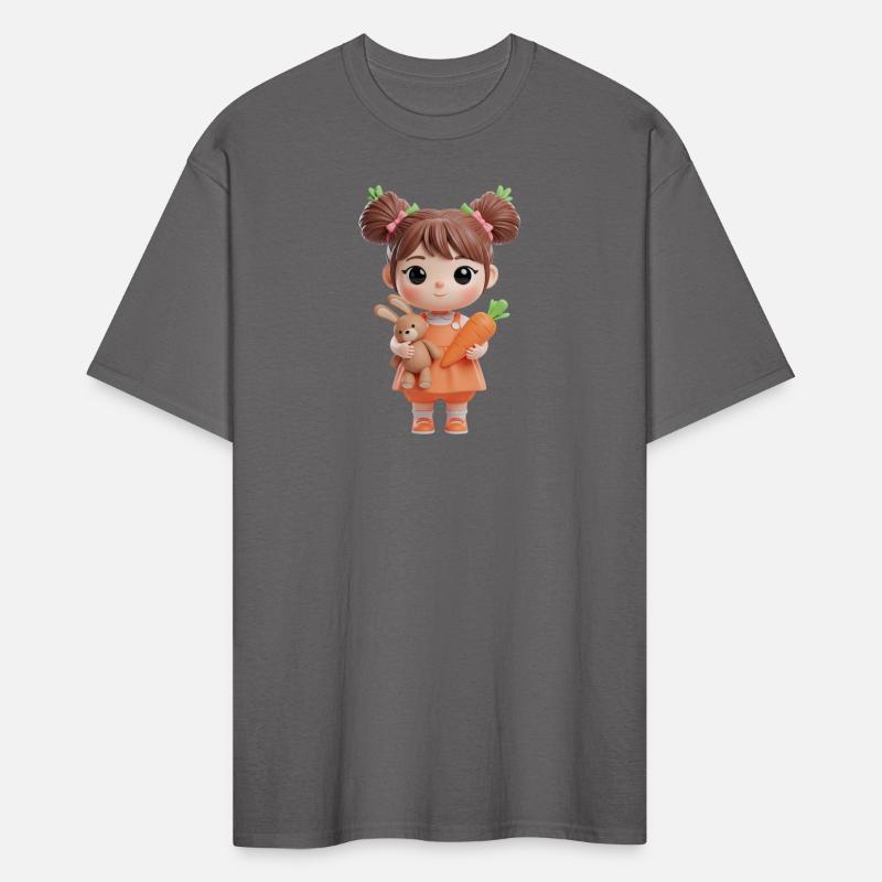 Whimsical Childlike Girl with Bunny and Carrot