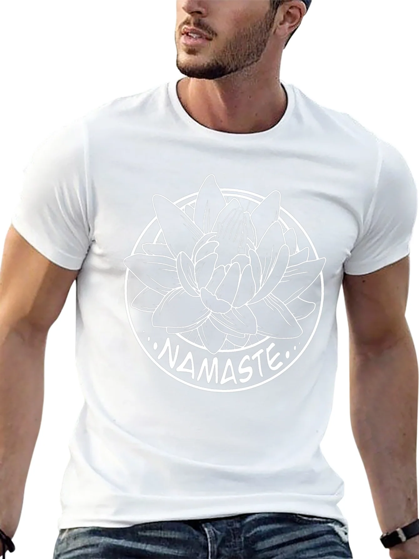 Namaste Lotus Flower Graphic T-Shirt - Black