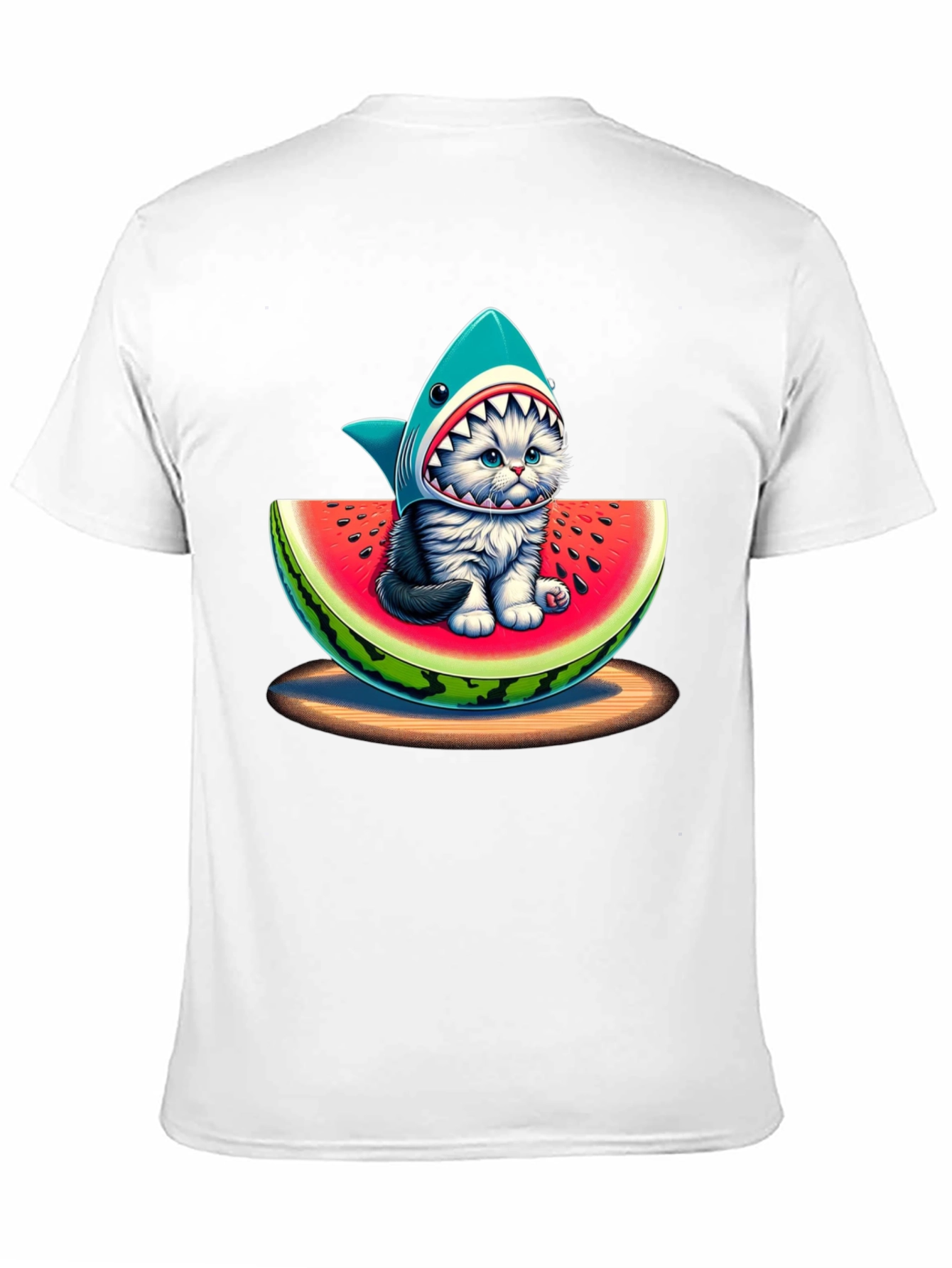 Shark Cat Watermelon Graphic T-Shirt