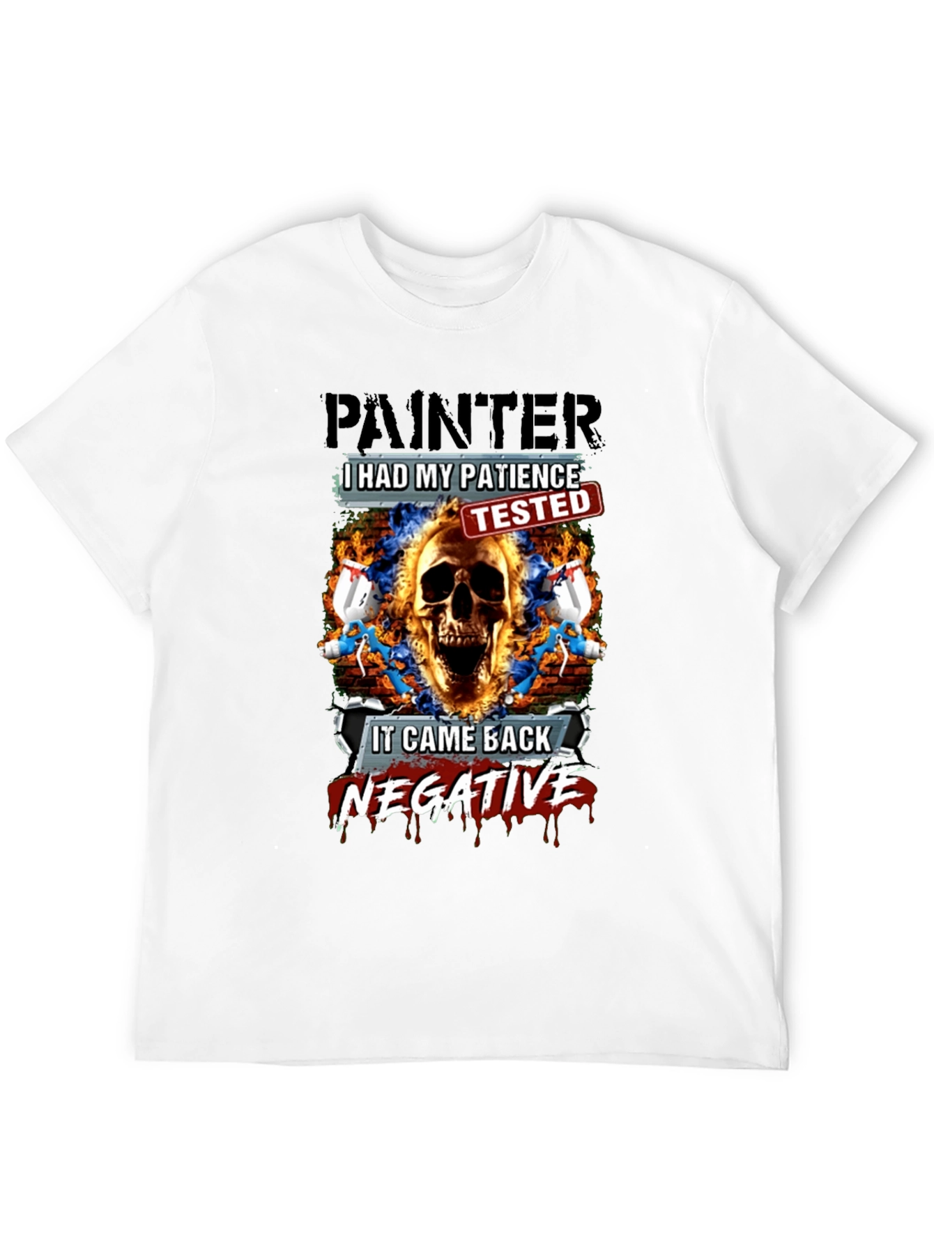 Painter Patience Tested Skull Graphic T-Shirt