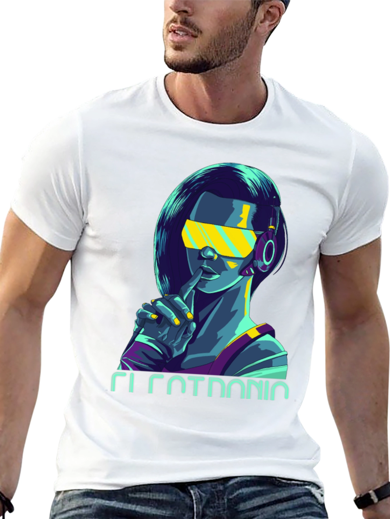 Cyberpunk Girl Graphic Tee - Stylish Black Cotton T-Shirt