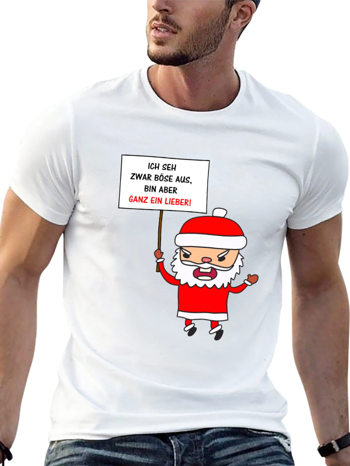 Funny Grumpy Santa Graphic T-Shirt