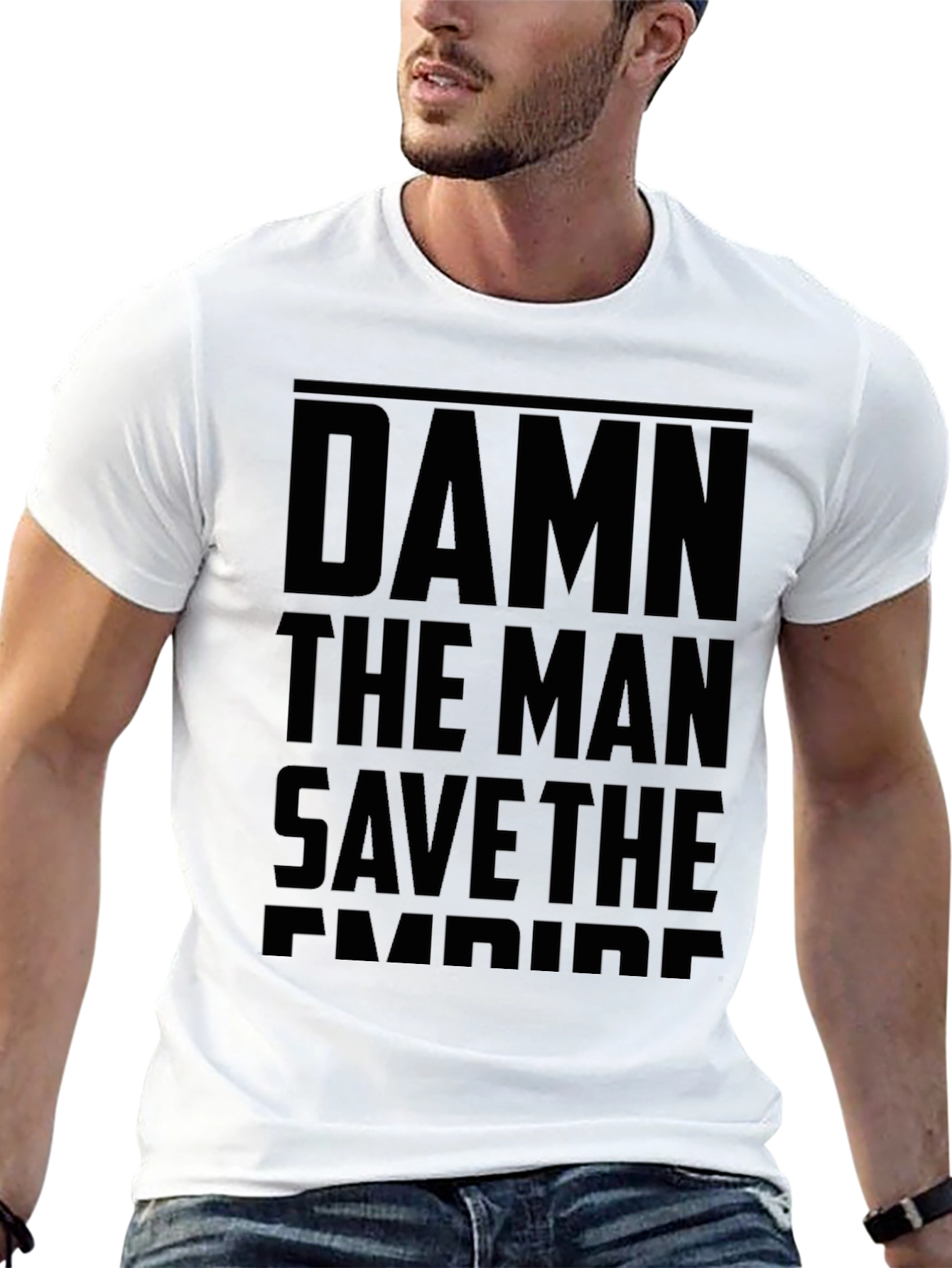 Damn the Man Save the Empire Black Graphic T-Shirt