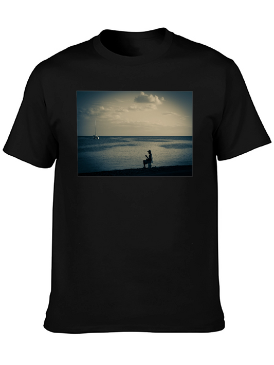 Beach Scene Graphic Tee - Black