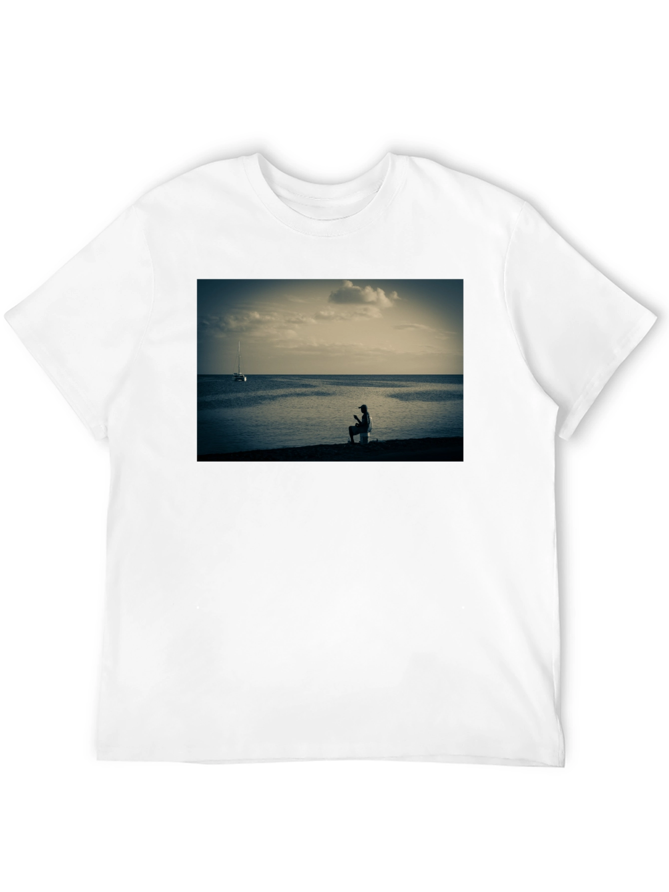 Beach Scene Graphic Tee - Black