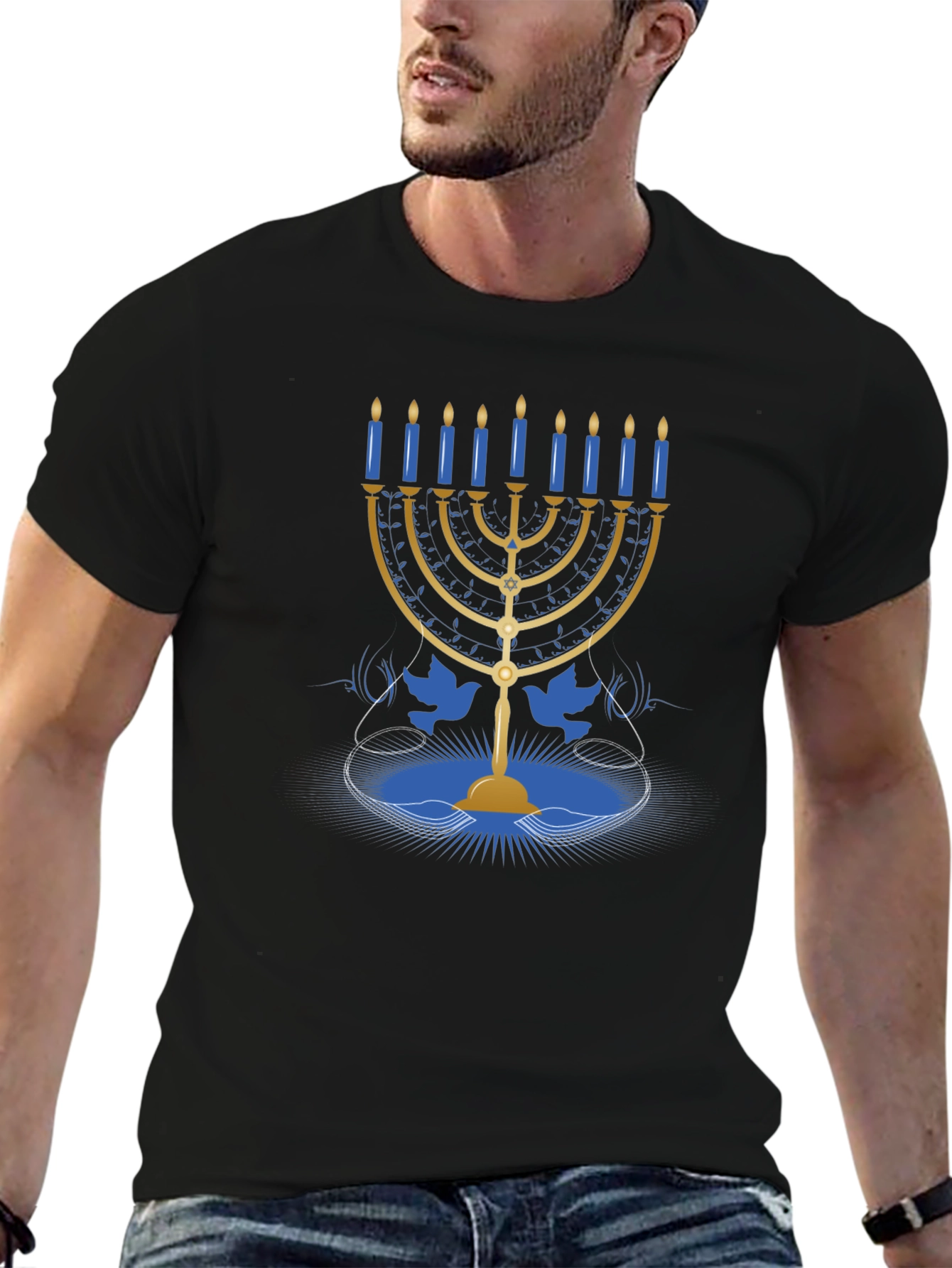 Hanukkah Menorah Graphic T-Shirt